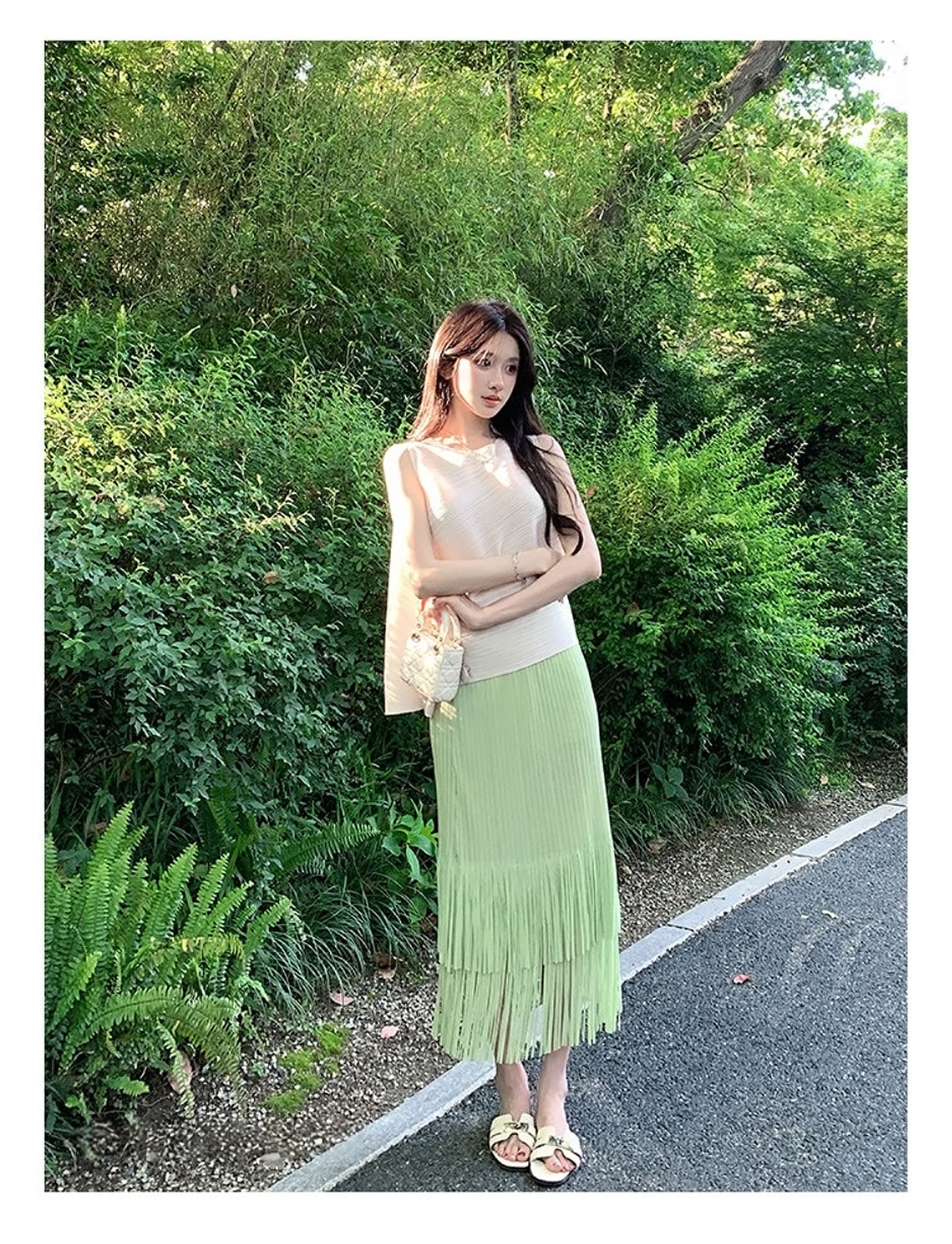 남쪽 법 기억 디자인 센스 작은 대중 주름 민소매 조끼 세 하우스 바람이 아닙니다. 규칙 품격 맨위 상세 이미지 13