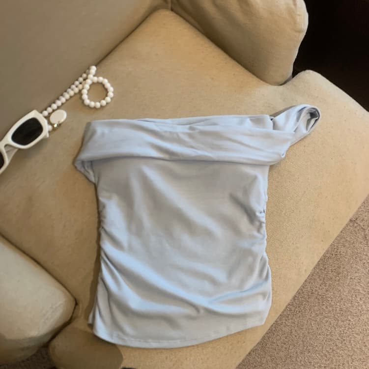 실사 정가 여름 오프숄더 요가 조끼 이미지 2