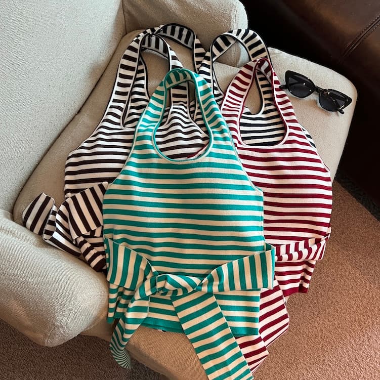 실사 정가 여름 다용도 스트라이프 행침 목 맨위 상세 이미지 1