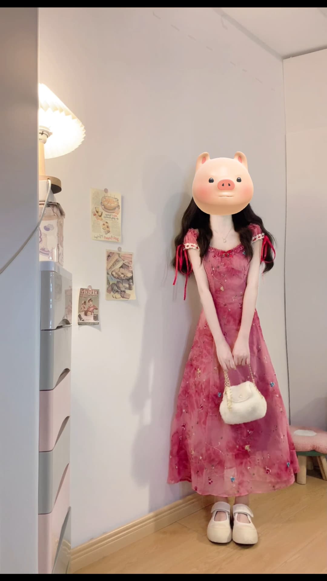 실사 빅 사이즈 여성 의류 로즈 레드 홀치기 염색 자수 롱 코트 광장 칼라 허리 수축 슬립 드레스 여름 프랑스식 치마 상세 이미지 8