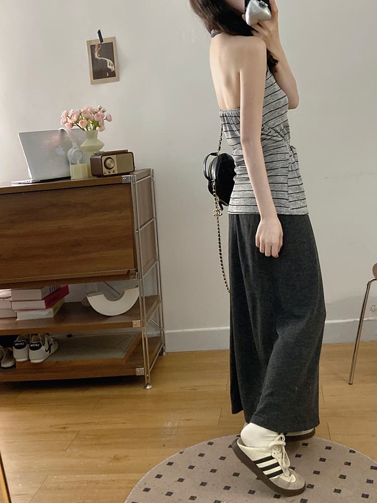 실사 빅 사이즈 여성 의류 가을 느긋한 바람 오픈 가디건 스트라이프 행침 목 스트랩 조끼 도루 가을 센스 한 마디 치마 세트 상세 이미지 14