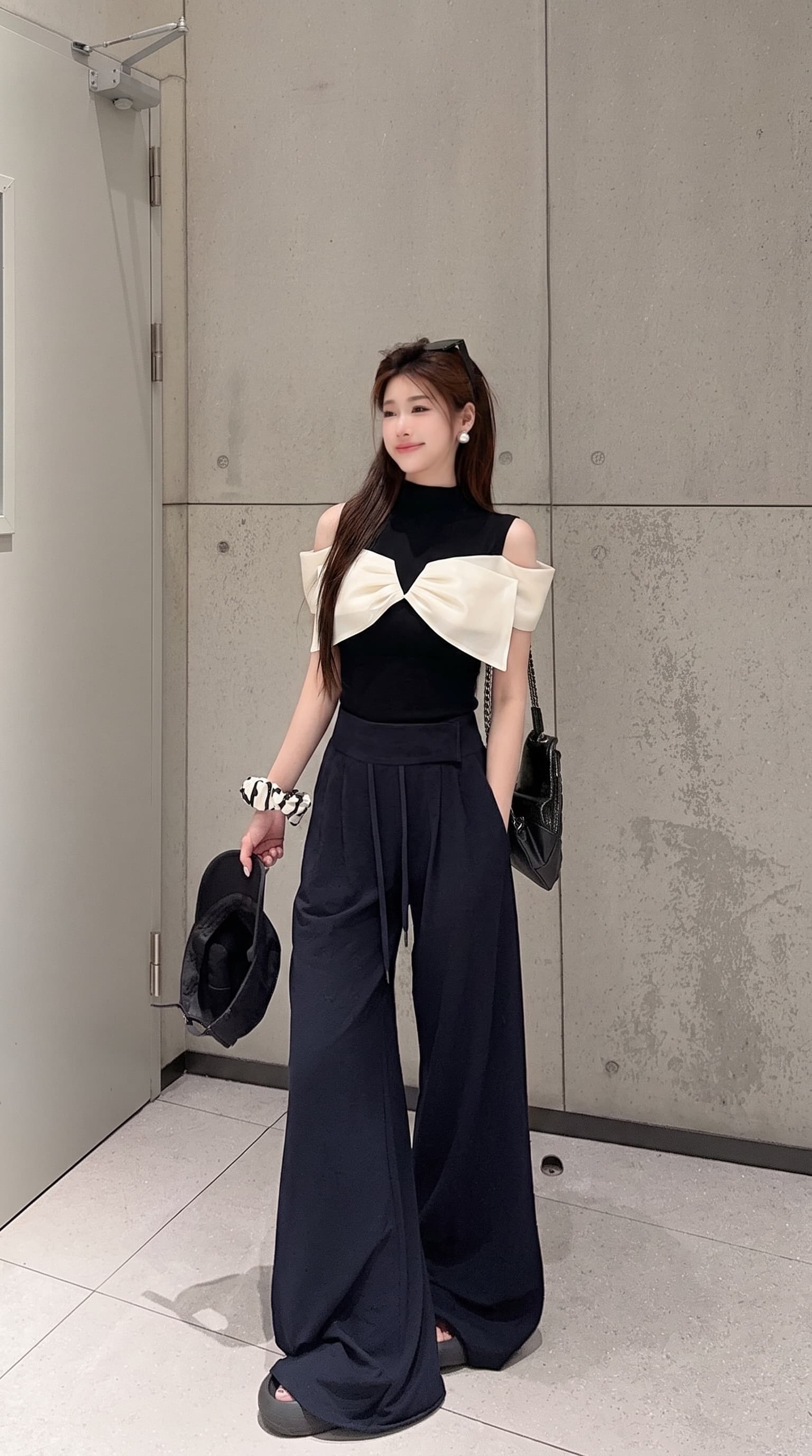 실사 빅 사이즈 프랑스식 레트로 나비 매듭 망사 패치워크 오프숄더 티셔츠 여성 여름 새로운 배색 반팔 맨위 상세 이미지 6