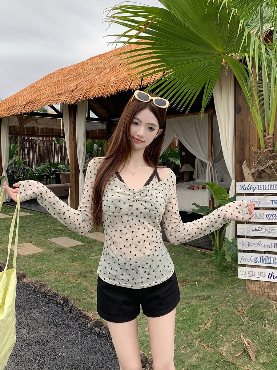 실사 빅 사이즈 여성 의류 레이스 행침 목 페이크 레이어드 작은 셔츠 여성 지방 mm 이른 가을 새로운 미니멀리즘 슬림해 보이는 맨위