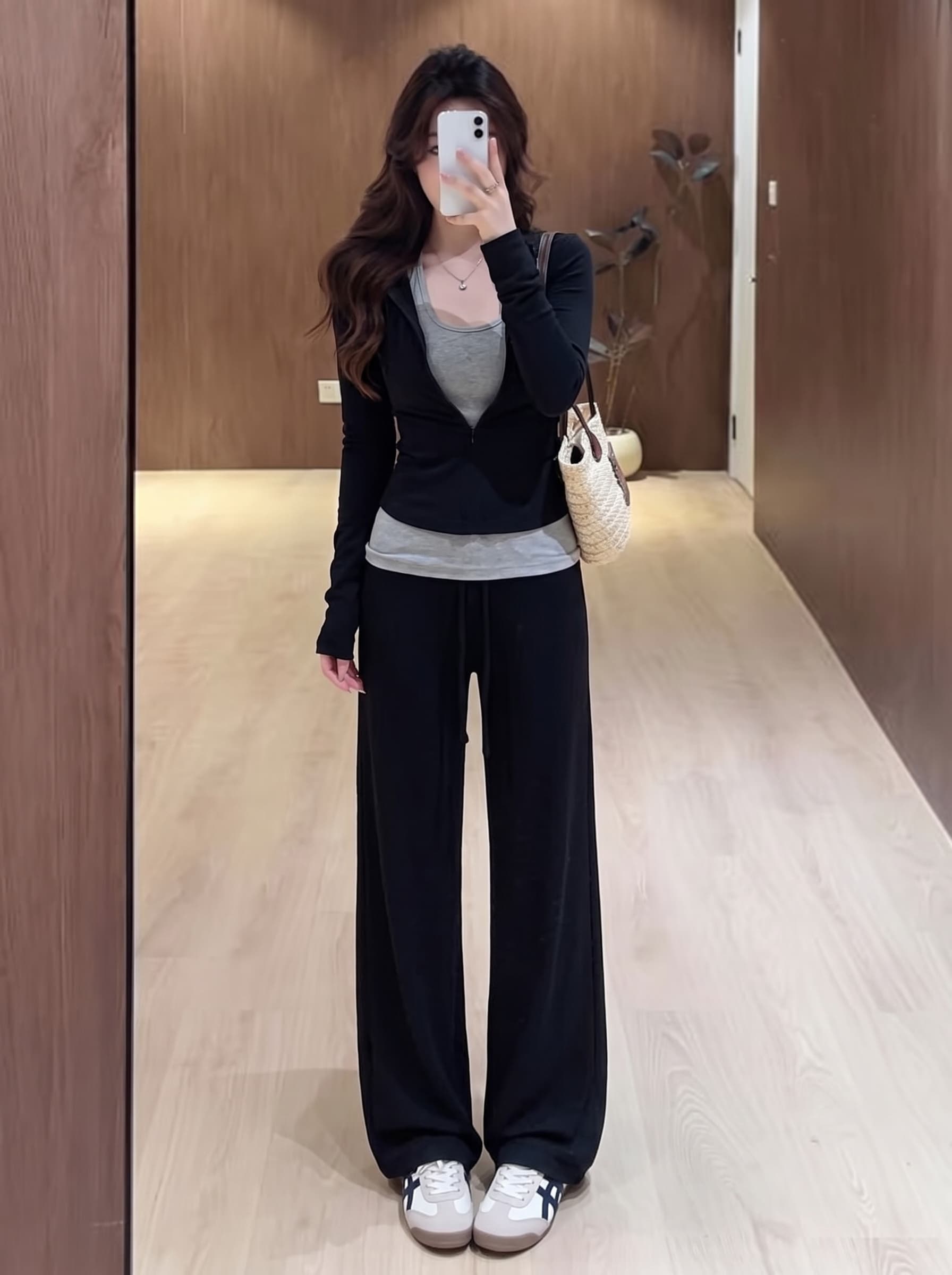실사 빅 사이즈 lulu 부서 종이 사람들 세트 디자인 지퍼 긴팔 t+ 슬림해 보이는 조끼 도루 센스 캐주얼 바지 상세 이미지 6