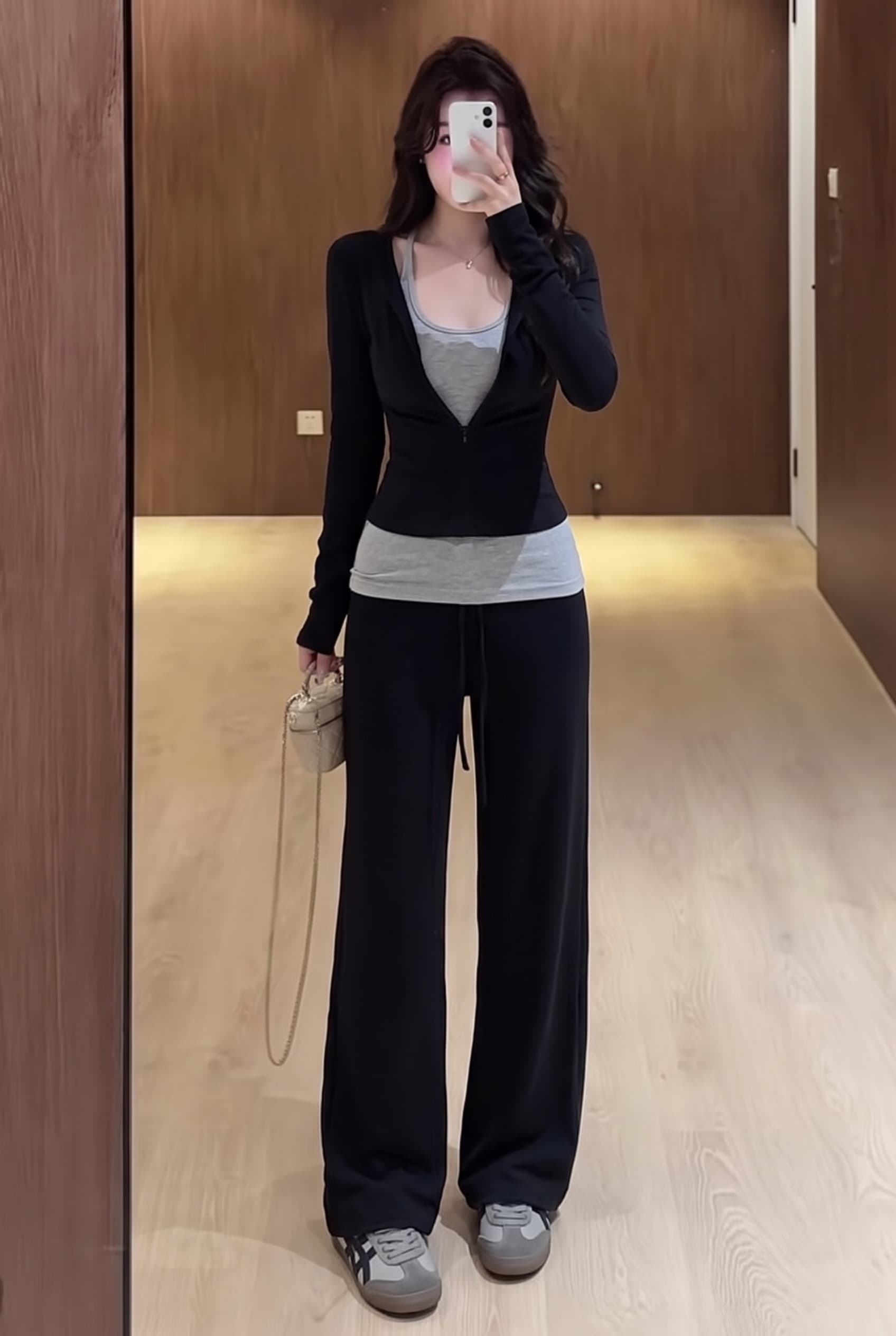 실사 빅 사이즈 lulu 부서 종이 사람들 세트 디자인 지퍼 긴팔 t+ 슬림해 보이는 조끼 도루 센스 캐주얼 바지 상세 이미지 9