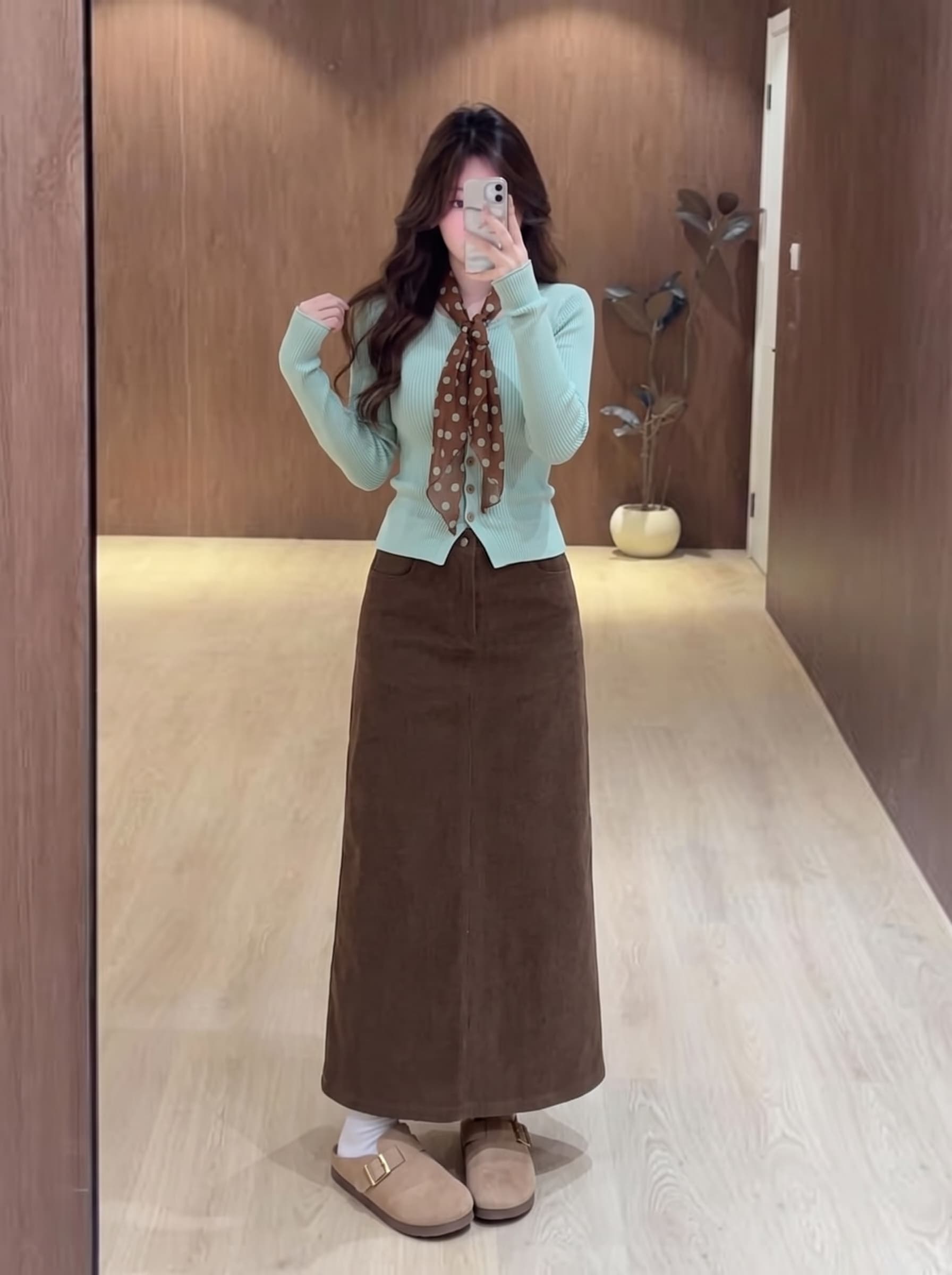 실사 빅 사이즈 여성 의류 한 부서 녹색 긴팔 니트 스웨터 여성 이른 가을 몸매 가꾸기 얇은 스타일 스웨터 반신 치마 세트 상세 이미지 9