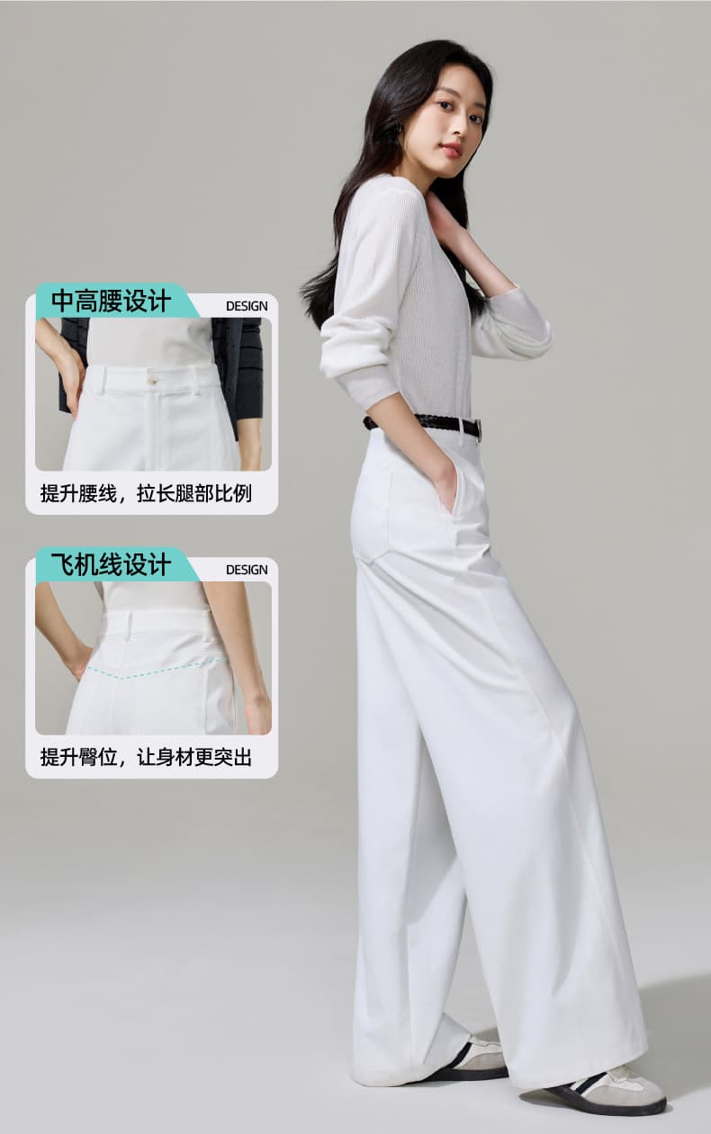 저항하는 주름 티타늄 골드 면 해군 와이드 레깅스 바지 2026 여름 새로운 하이웨이스트 측면 분할 루즈핏 스트레이트 캐주얼 바지 상세 이미지 4