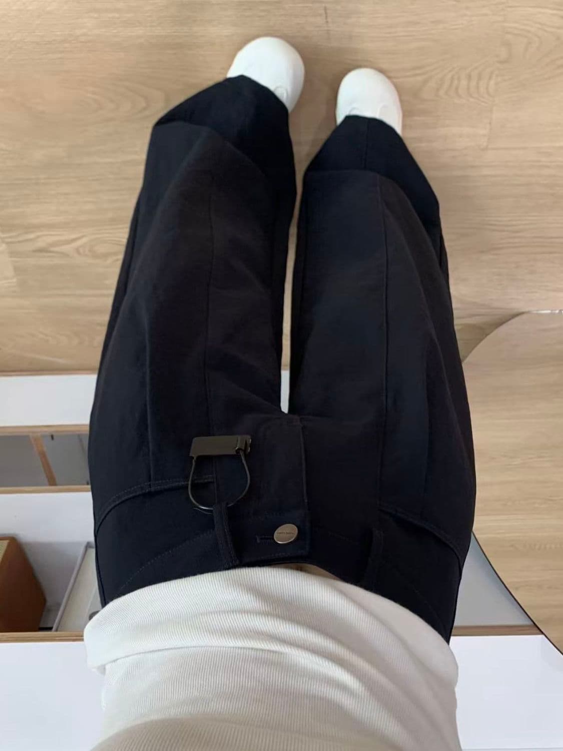 높음 지혜 센스 해군 2026 새로운 품격 와이드 레그 팬츠 캐주얼 바지 여성 슬림해 보이는 하이웨이스트 도루 센스 슬랙스 바닥 청소 바지 상세 이미지 6