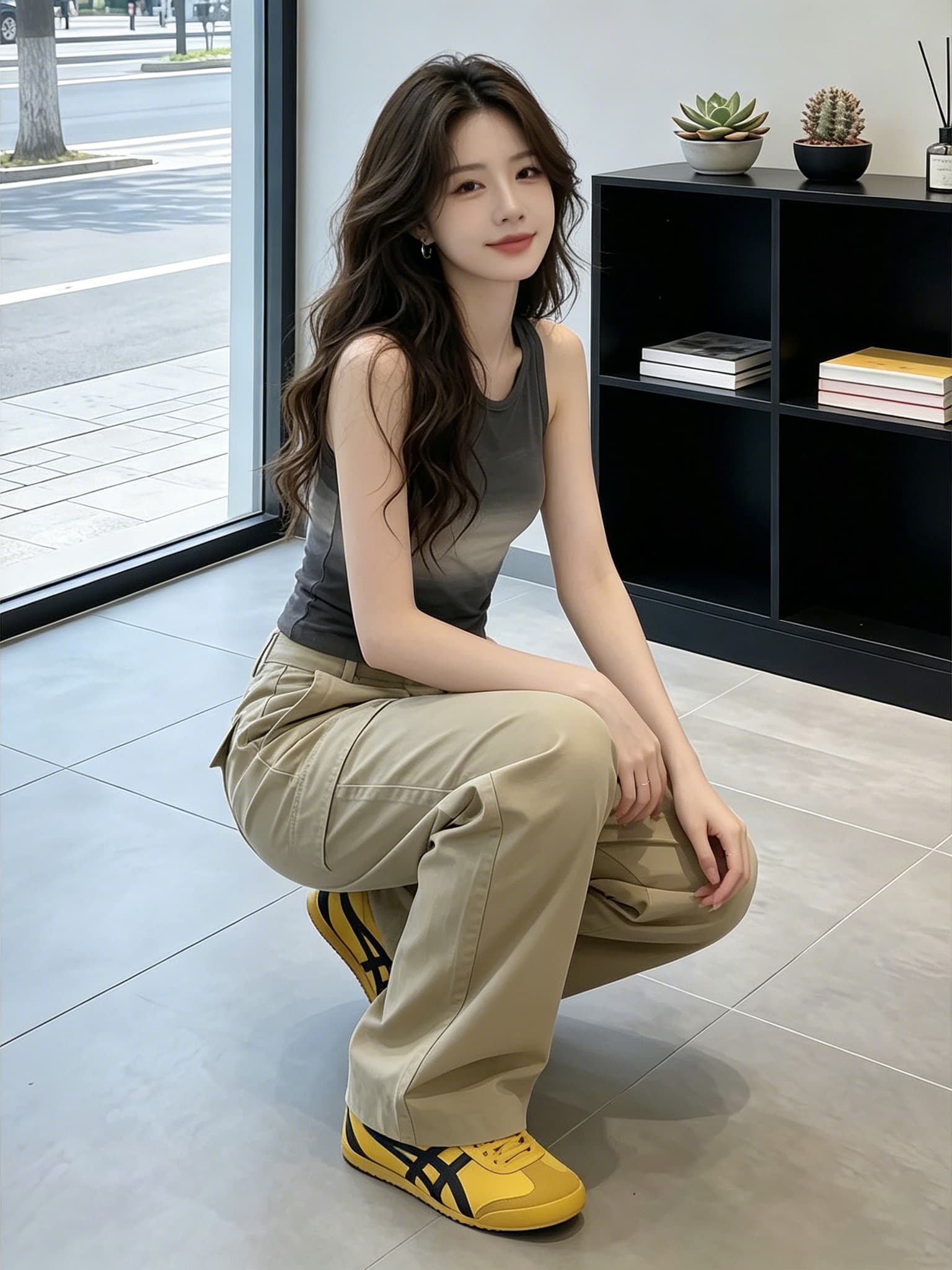 프랑스식 레트로 카키 색 좁은 에디션 스트레이트 워크웨어 팬츠 여성 2026 여름 얇은 스타일 작은 키 하이웨이스트 다용도 캐주얼 바지 상세 이미지 7