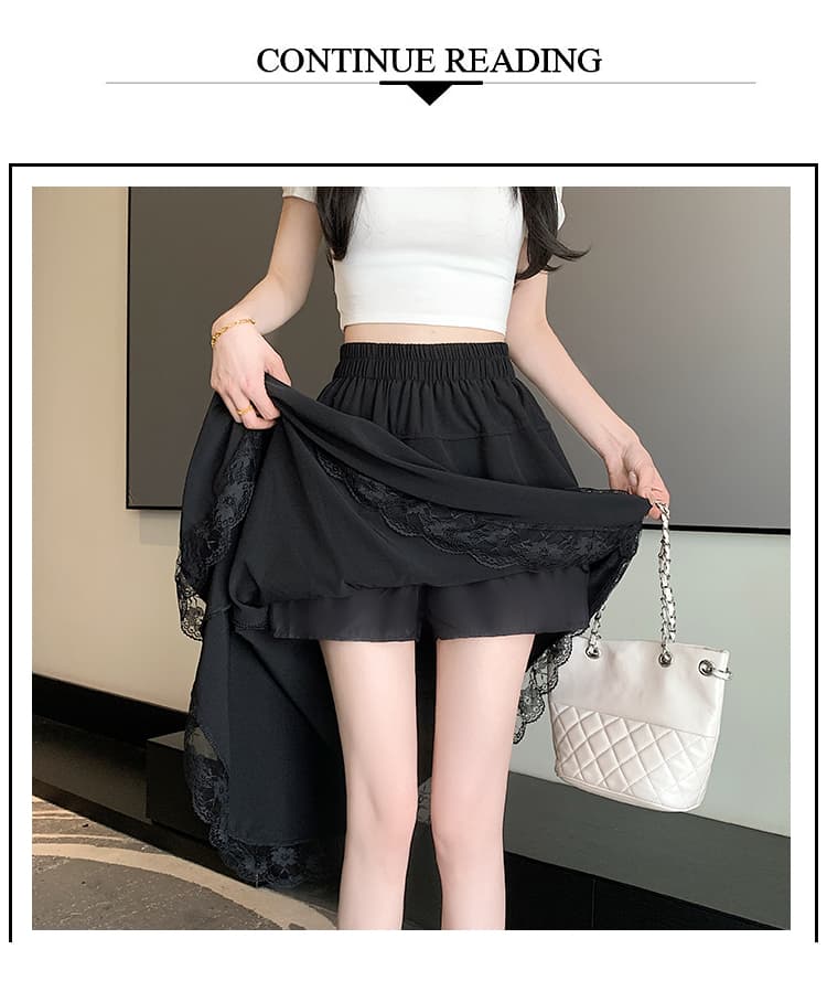 실사 패션 불규칙 레이스 레이스 반신 스커트 여성 봄 여름 프랑스식 디자인 센스 허리밴드 트임 중간 길이 스커트 상세 이미지 30