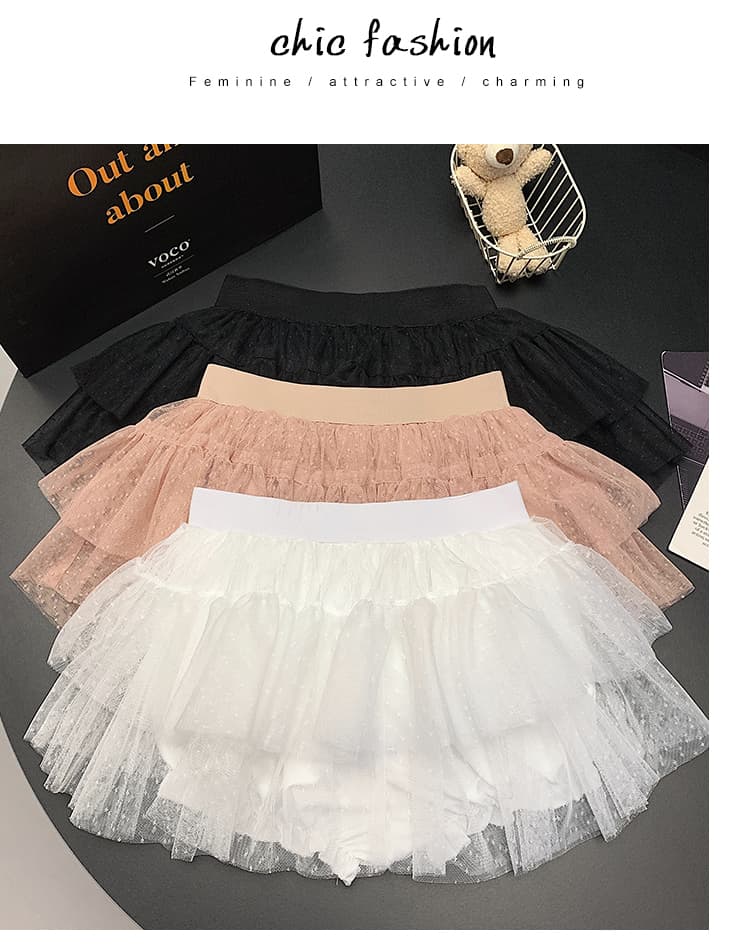 실사 달콤한 자매 인생 치마 다중 레이어 망사 케이크 미니 스커트 여성 봄 여름 하이웨이스트 슬림해 보이는 요정 바람 반신 스커트 상세 이미지 60