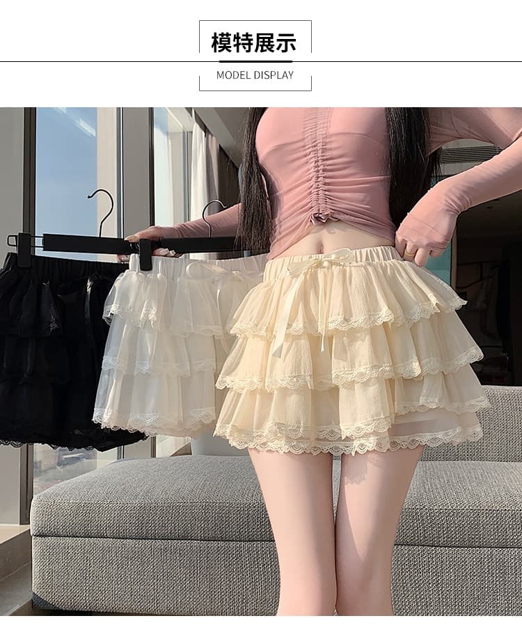 실사 발레 바람 레이스 케이크 드레스 여성 봄 여름 하이웨이스트 노출 방지 한 마디 미니 스커트 달콤한 자매 바람 퍼프 반신 스커트 상세 이미지 15