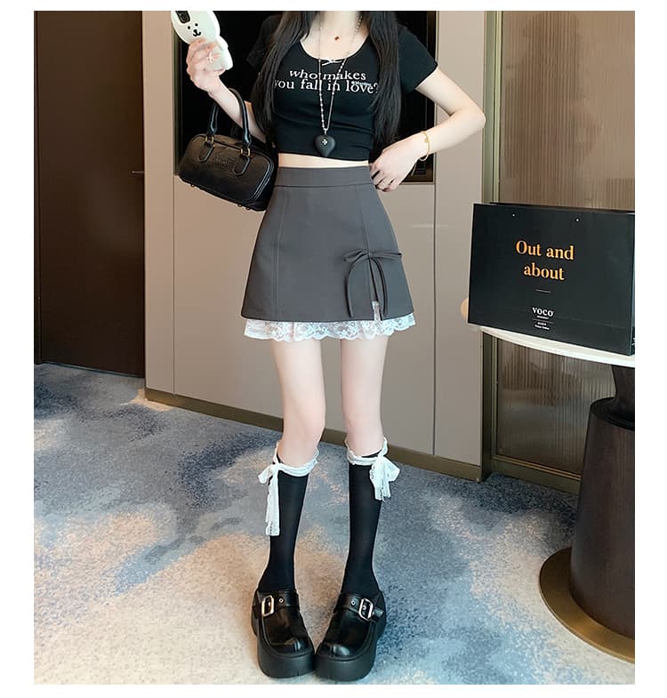 실사 달콤한 매운맛 바람 도트 무늬 레이스 조각 한 마디 미니 스커트 여성 봄 여름 하이웨이스트 슬림해 보이는 노출 방지 반신 스커트 바지 상세 이미지 19