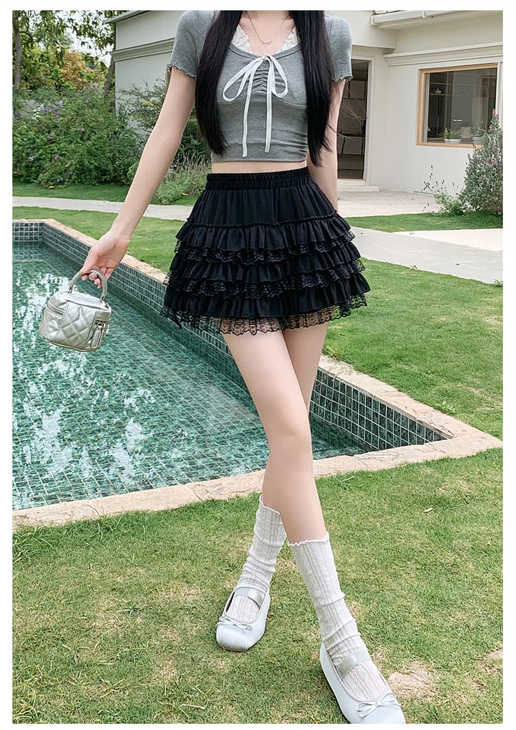 실사 화이트 발레 바람 레이스 레이스 반신 스커트 여성 2026 봄 여름 새로운 연령 감소 슈퍼 요정 다중 레이어 케이크 드레스 상세 이미지 23