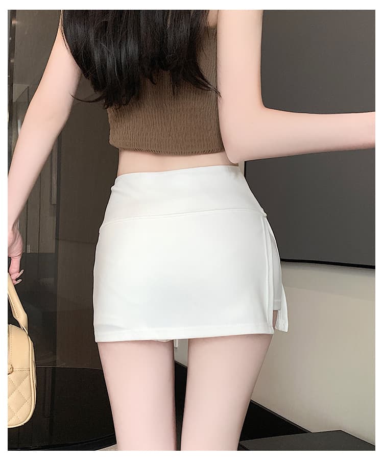 실사 핫걸 측면 트임 타이트 스커트 반신 스커트 여성 여름 새로운 슬림해 보이는 운동 노출 방지 치마바지 한 마디 미니 스커트 상세 이미지 36