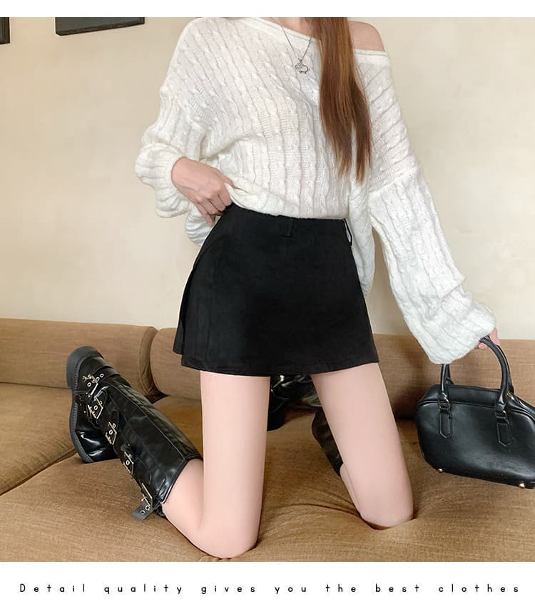 실사 레트로 스웨이드 원단 치마바지 여성 가을 겨울 새로운 하이웨이스트 페이크 레이어드 한 마디 노출 방지 슬림해 보이는 다용도 미니 스커트 상세 이미지 18