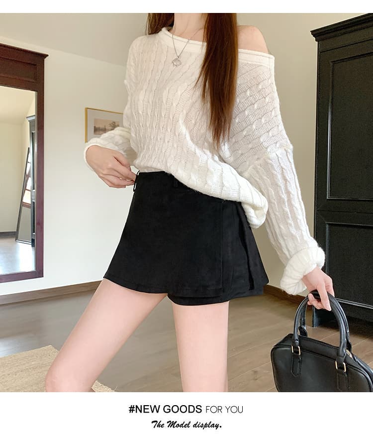 실사 레트로 스웨이드 원단 치마바지 여성 가을 겨울 새로운 하이웨이스트 페이크 레이어드 한 마디 노출 방지 슬림해 보이는 다용도 미니 스커트 상세 이미지 36