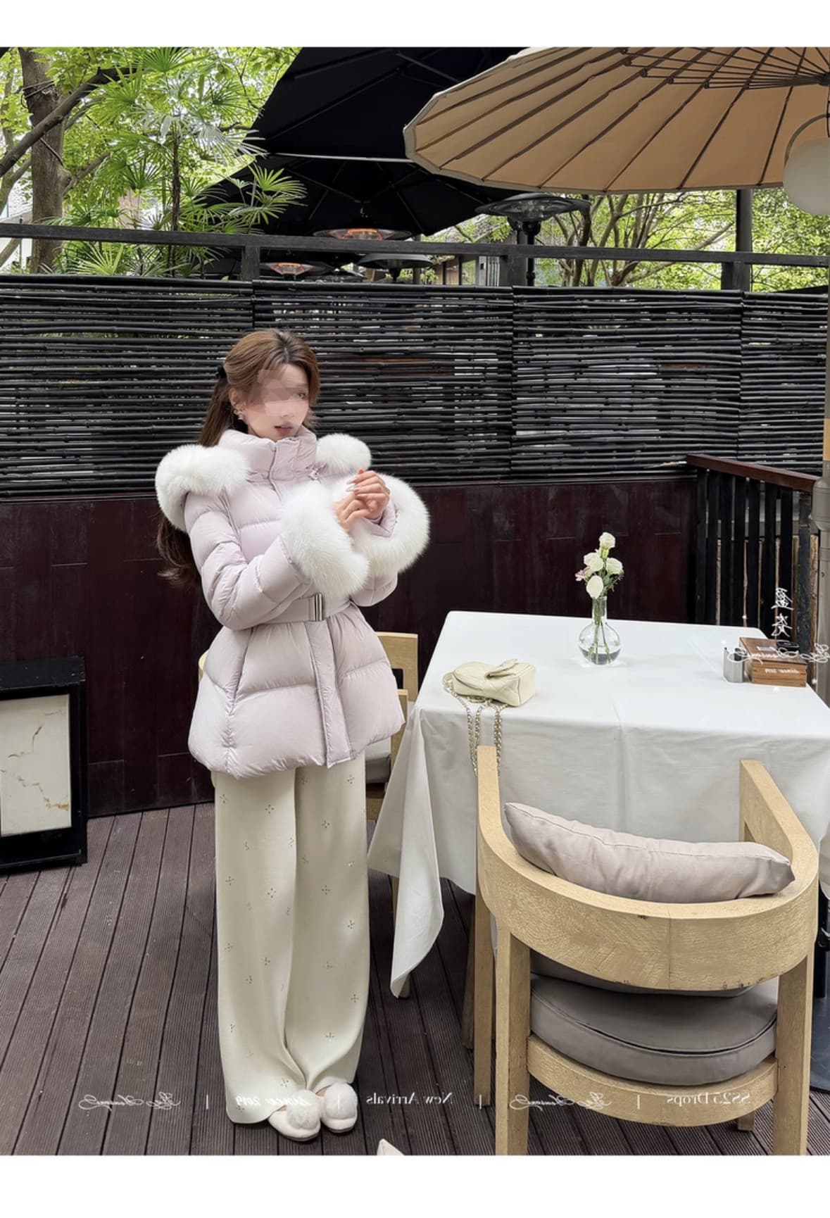 임산부 바지 새로운 니트 캐주얼 바지 다용도 플래시 훈련 바지 가을 겨울 털이 있는 작은 키 스트레이트 팬츠 있음 조정 벨트 상세 이미지 12