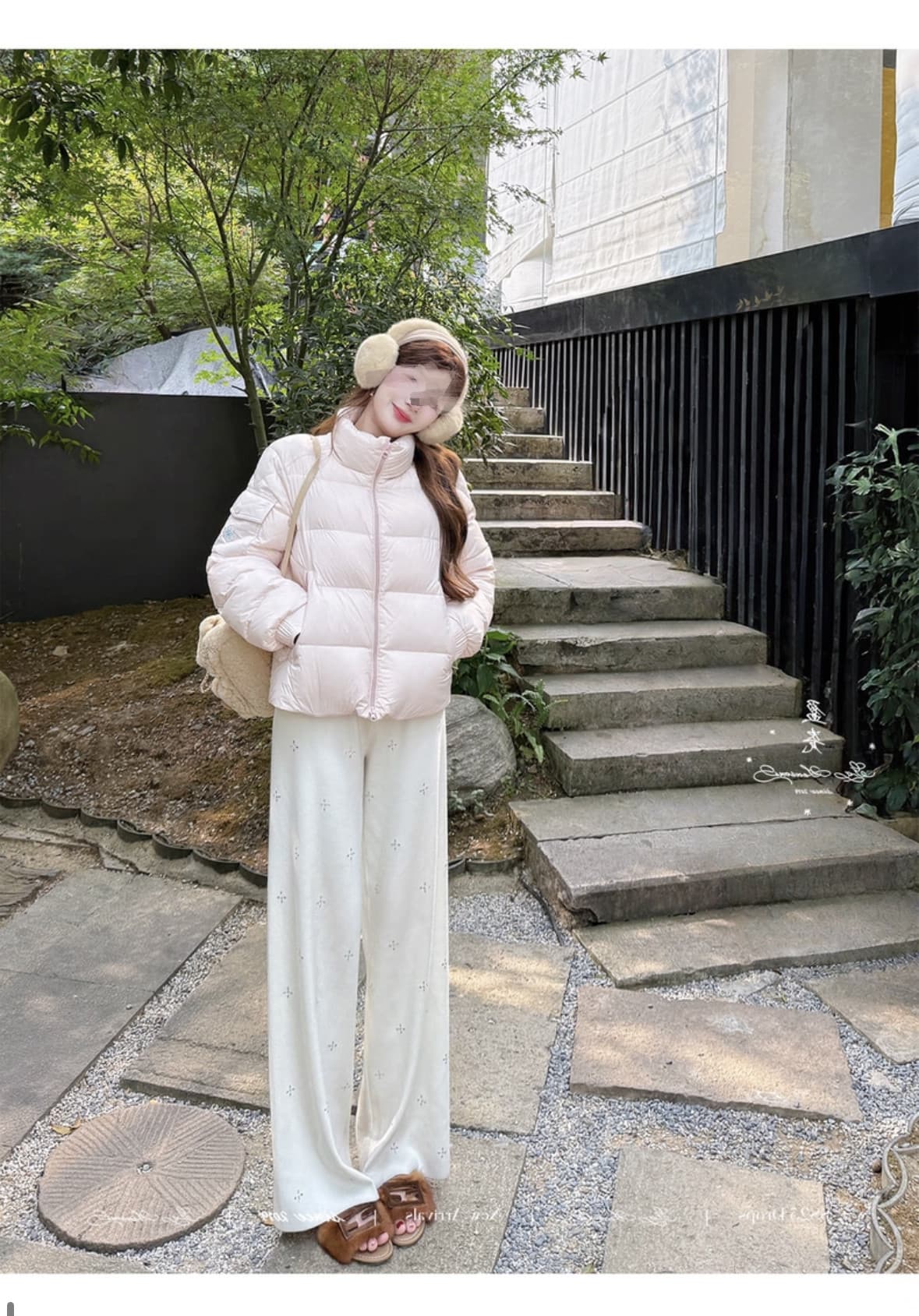 임산부 바지 새로운 니트 캐주얼 바지 다용도 플래시 훈련 바지 가을 겨울 털이 있는 작은 키 스트레이트 팬츠 있음 조정 벨트 상세 이미지 24