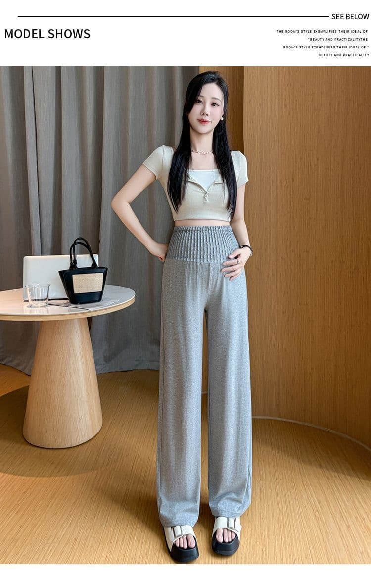 새로운 유형 복부 지지 임산부 바지 여름 섹션 외출용 새로운 임신 기간 아니요 르 배 와이드 레그 팬츠 레깅스 긴 바지 상세 이미지 14
