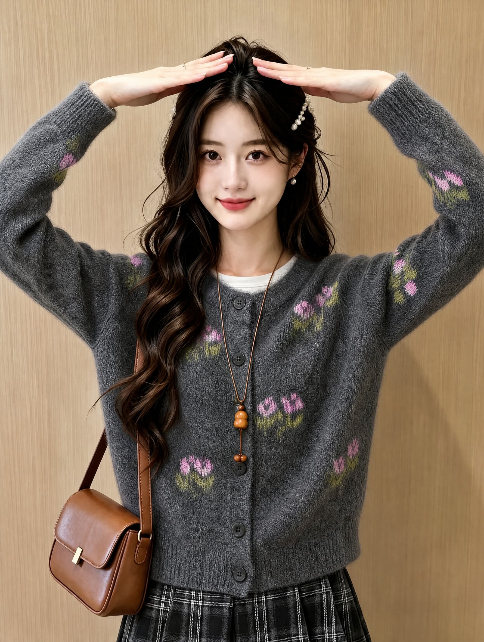 한 부서 레트로 꽃 자카드 니트 오픈 가디건 여성 가을 겨울 새로운 스웨터 코트 루즈핏 슬림해 보이는 다용도 맨위 이미지 3