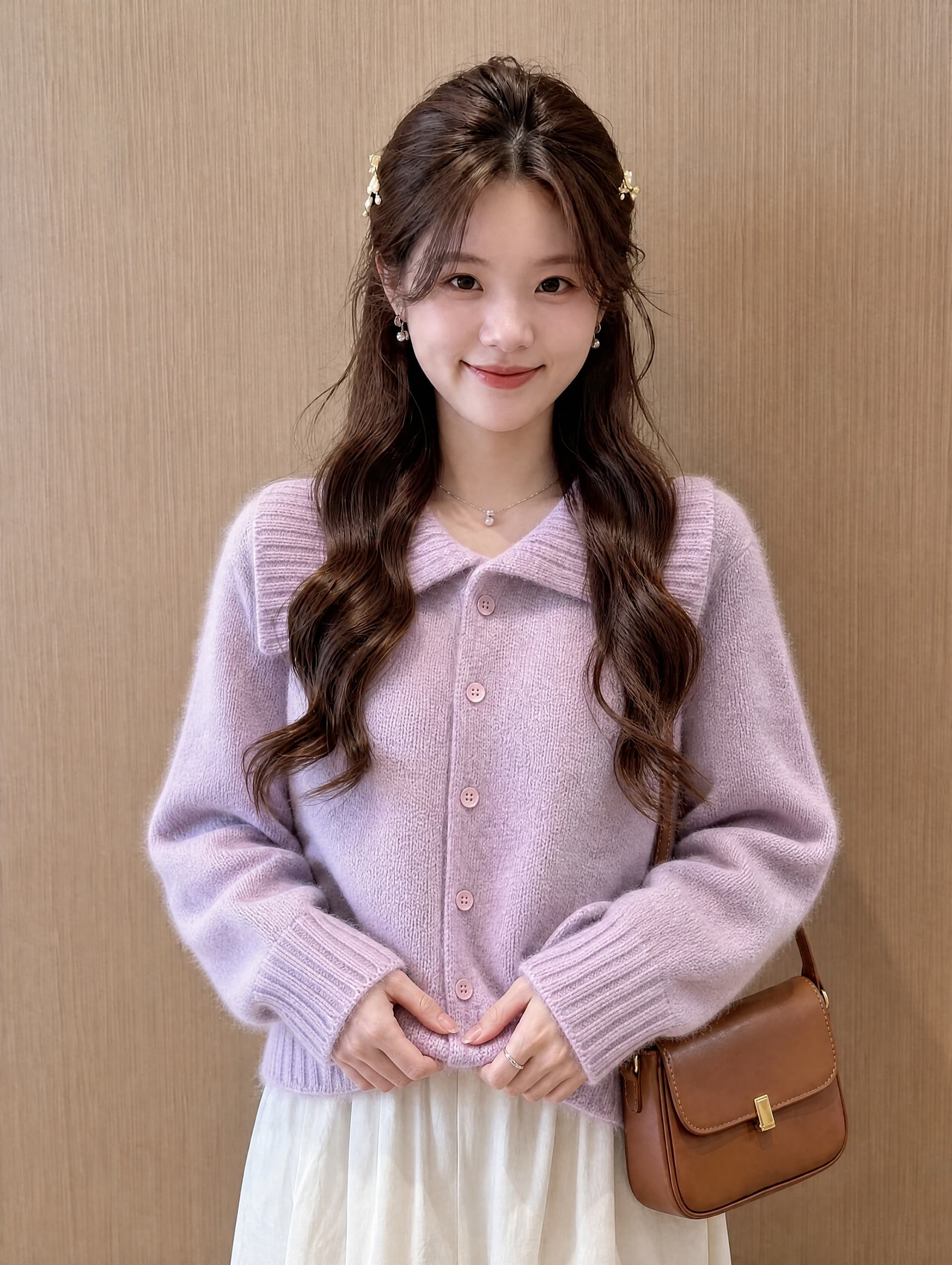 한 부서 쇼트 스타일 폴로 칼라 스웨터 여자 디자인 센스 2026 가을 겨울 새로운 루즈핏 니트 오픈 가디건 외출용 맨위 상세 이미지 5