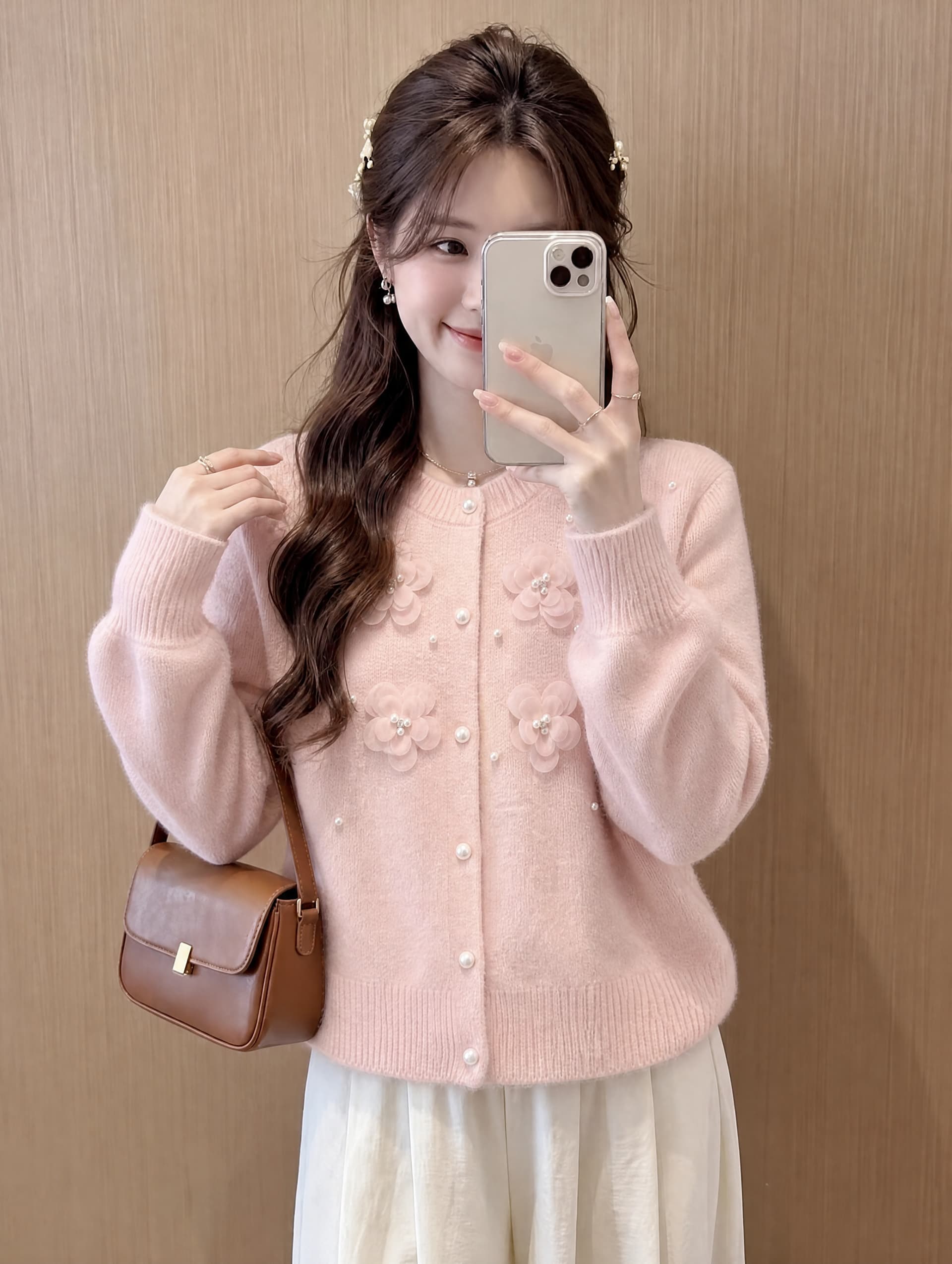 프랑스식 우아함 아름다운 무거운 작업 비즈 박기 3 차원 꽃 스웨터 니트 오픈 가디건 여성 가을 섹션 아름다운 재킷 맨위 상세 이미지 4