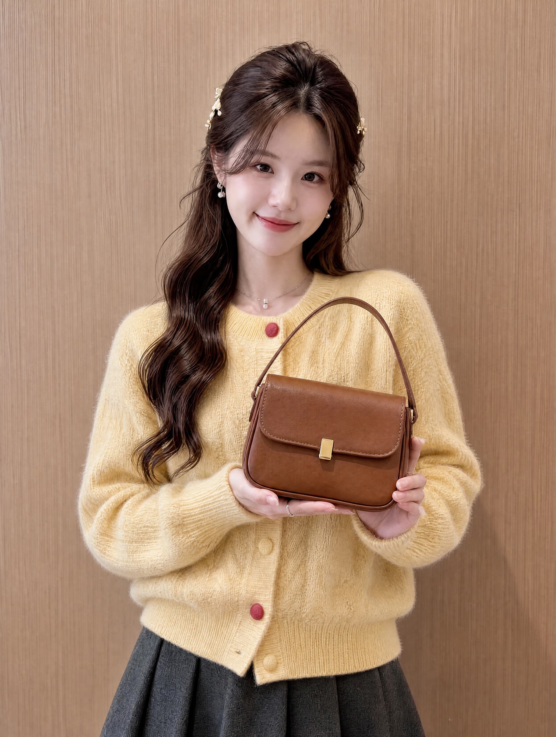 부드러운 라운드 넥 꽈배기 작은 말 배색 단추 니트 오픈 가디건 겨울 새로운 한 부서 루즈핏 다용도 스웨터 코트 상세 이미지 6
