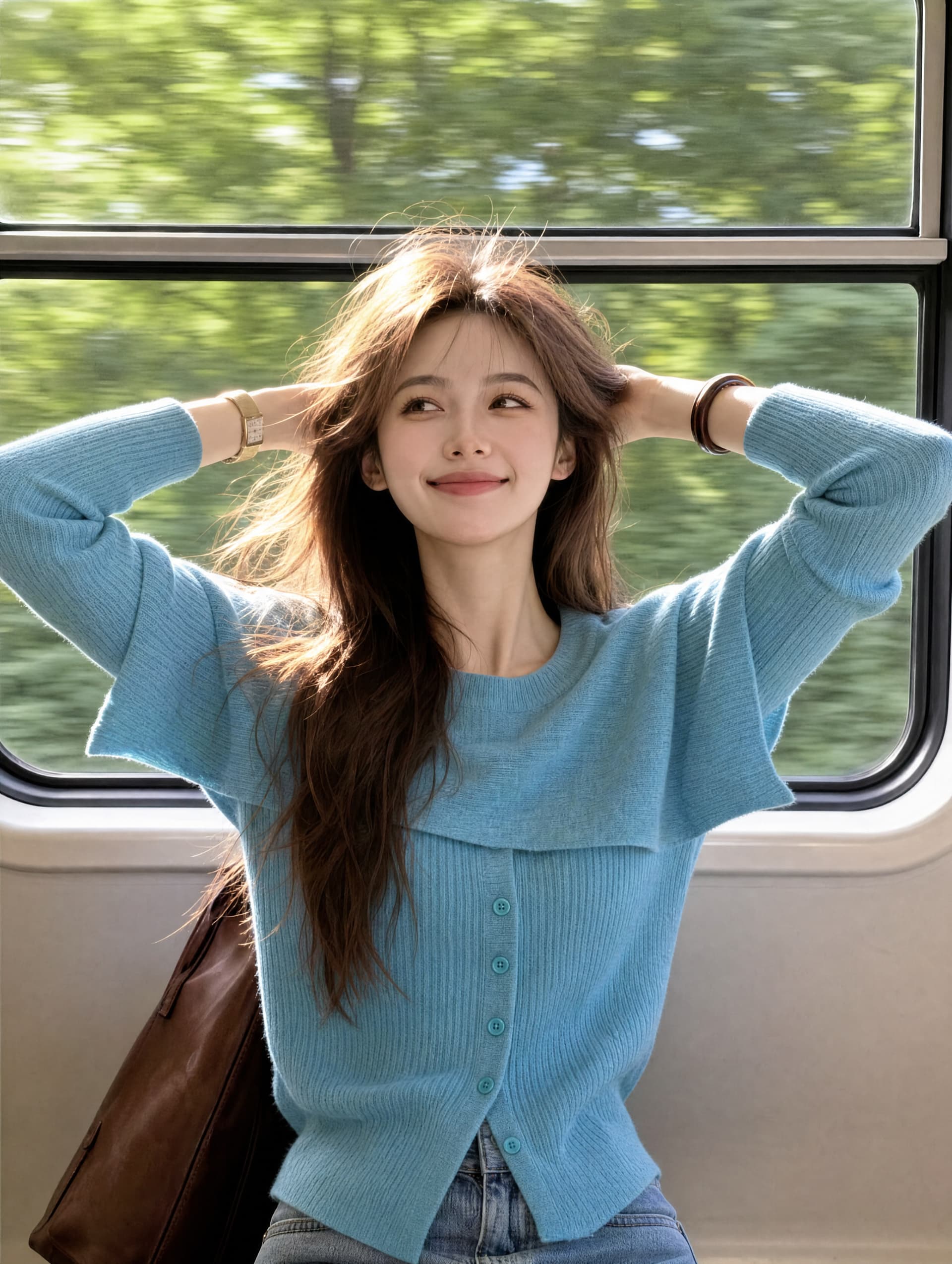 한 부서 착용 가져 가라. 파란색 긴팔 숄 니트 오픈 가디건 여성 조기 봄 chic 아름다운 불규칙 페이크 레이어드 맨위 이미지 2