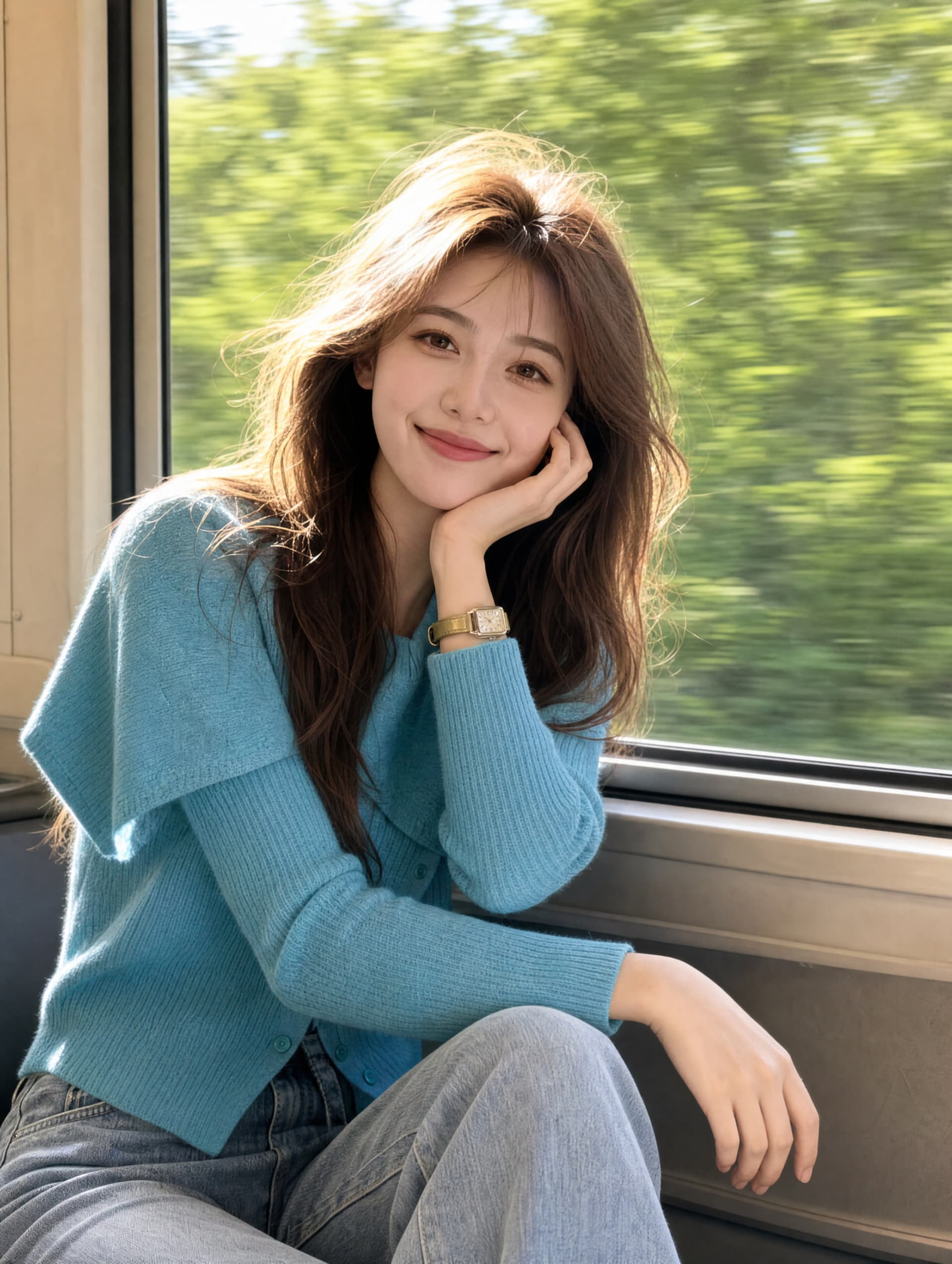 한 부서 착용 가져 가라. 파란색 긴팔 숄 니트 오픈 가디건 여성 조기 봄 chic 아름다운 불규칙 페이크 레이어드 맨위 상세 이미지 3
