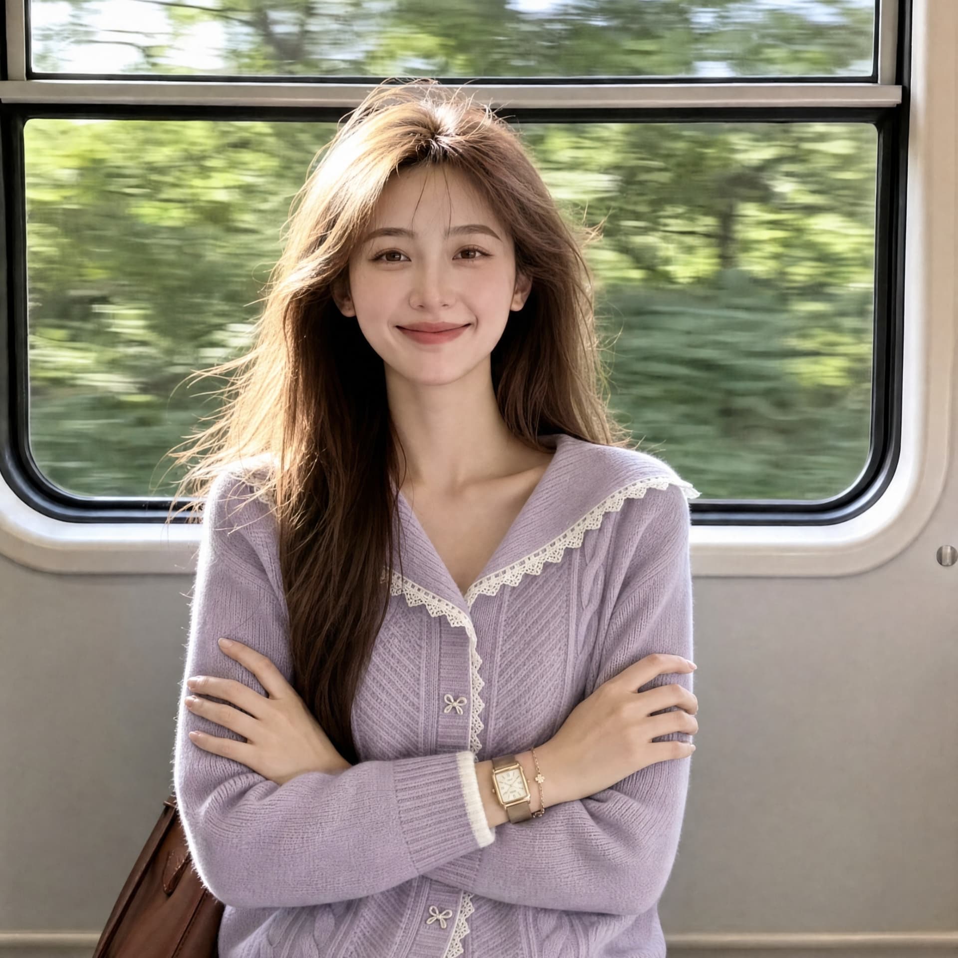 숙녀 바람 해군 칼라 레이스 조각 니트 오픈 가디건 여성 가을 겨울 2026 새로운 외국 가스 연령 감소 스웨터 코트 이미지 5