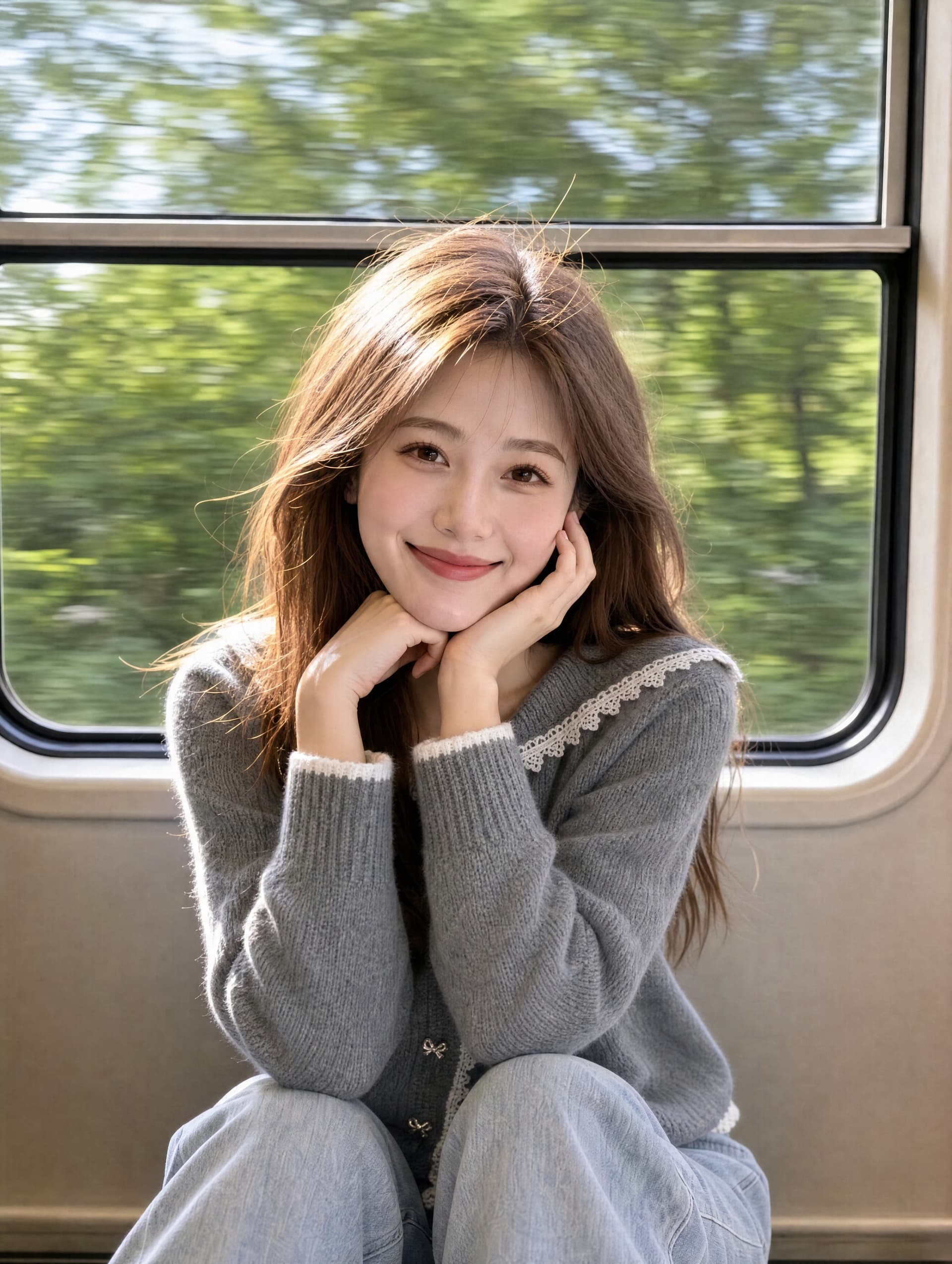 숙녀 바람 해군 칼라 레이스 조각 니트 오픈 가디건 여성 가을 겨울 2026 새로운 외국 가스 연령 감소 스웨터 코트 상세 이미지 5