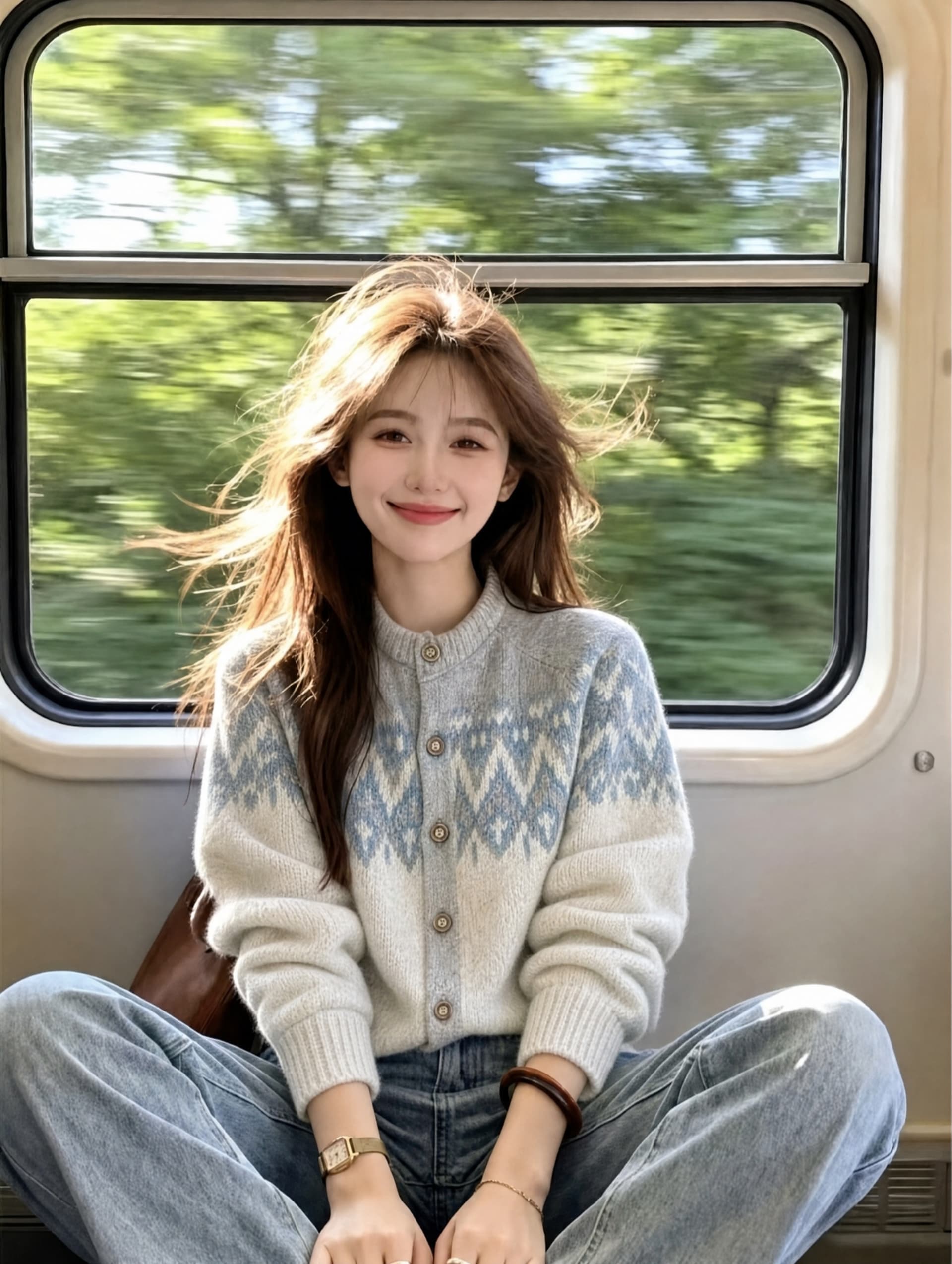 공정한 섬 스웨터 오픈 가디건 말 한국 chic 가을 겨울 슈퍼 부드럽다 플러시 털털 외투 싱글 줄 버튼 자카드 니트 이미지 4