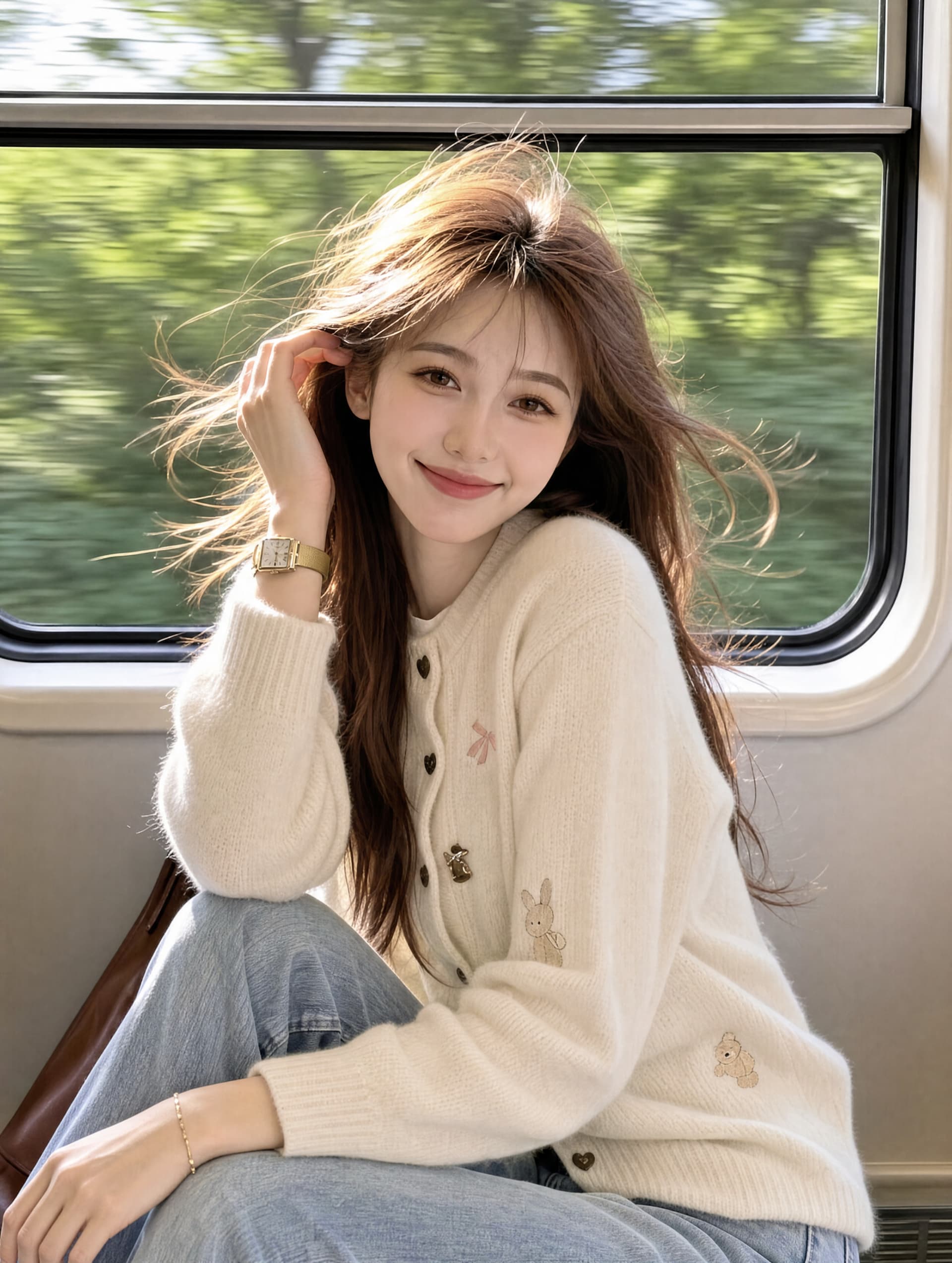 한 부서 자수 쇼트 스타일 스웨터 오픈 가디건 여성 가을 겨울 작은 키 느긋한 니트 재킷 모직물 맨위 상세 이미지 3