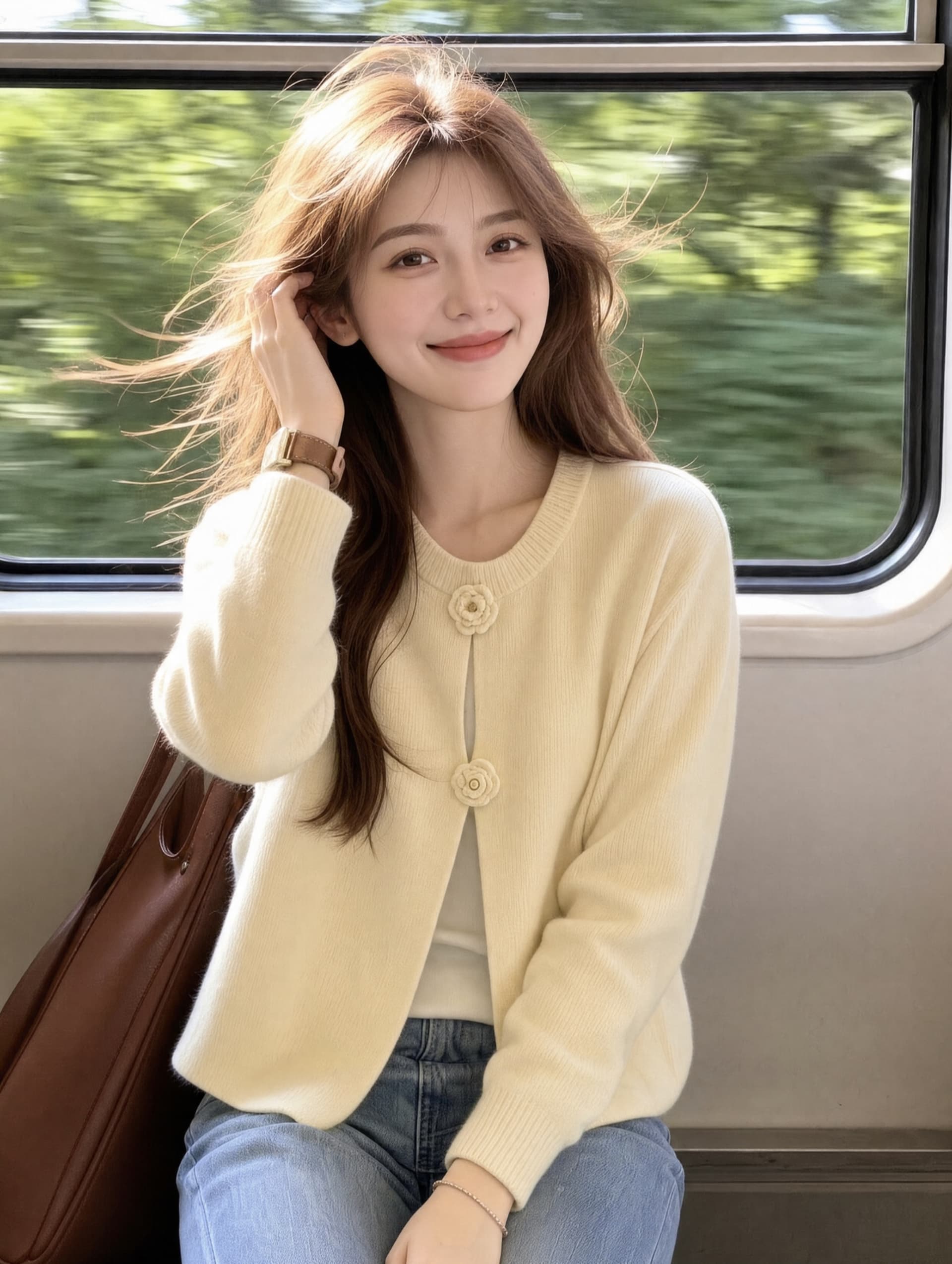 페이크 레이어드 패치워크 부드러운 찹쌀 스웨터 여자 새로운 가을 새로운 3 차원 자수 꽃 니트 맨위 재킷 이미지 4