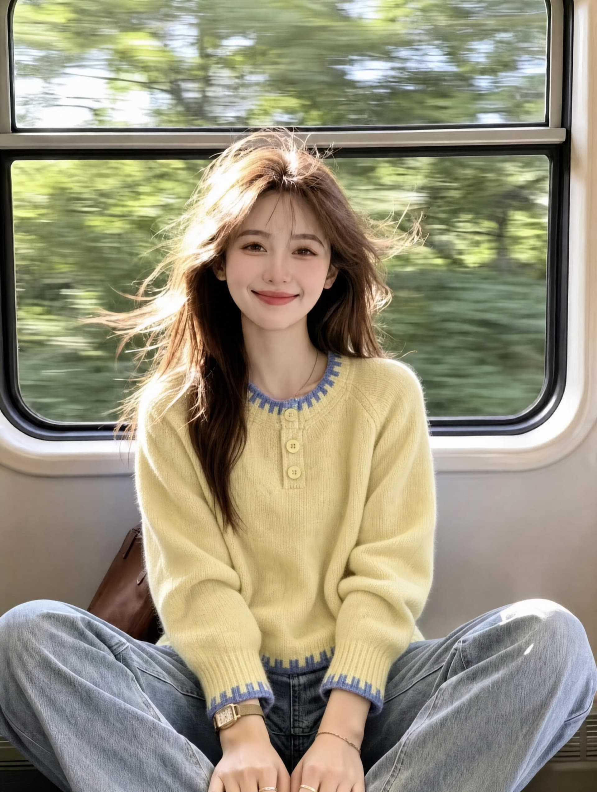 한 부서 부드러운 바람 배색 느긋한 센스 스웨터 여자 2026 가을 새로운 슬림해 보이는 Chic 황색 니트 스웨터 맨위