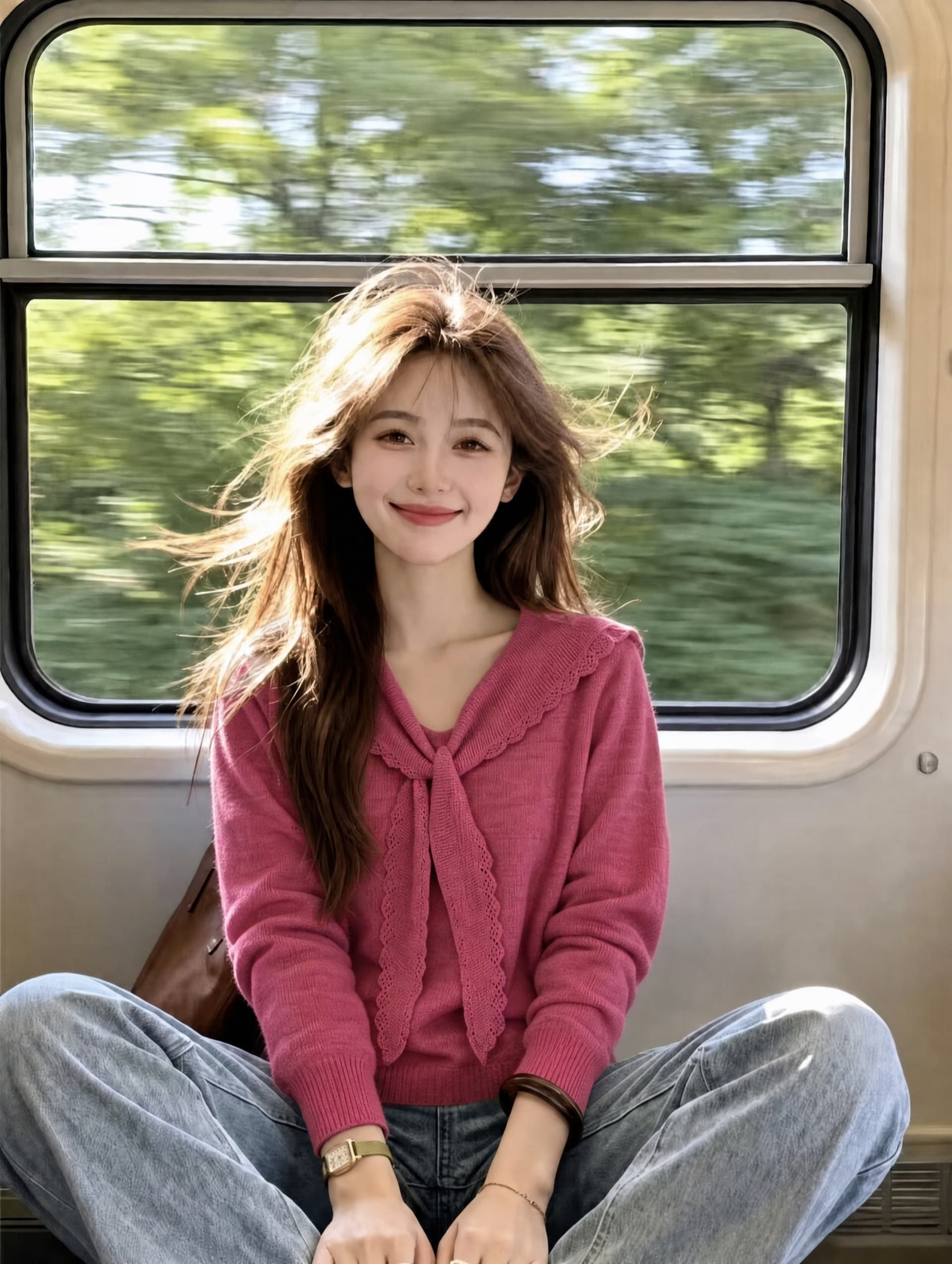 새로운 긍정적 인 어깨 베이비 칼라 긴팔 니트 스웨터 여성 이른 가을 학원 스타일 재킷 슈퍼 잘 생긴 디자인 센스 연령 감소 맨위 이미지 2