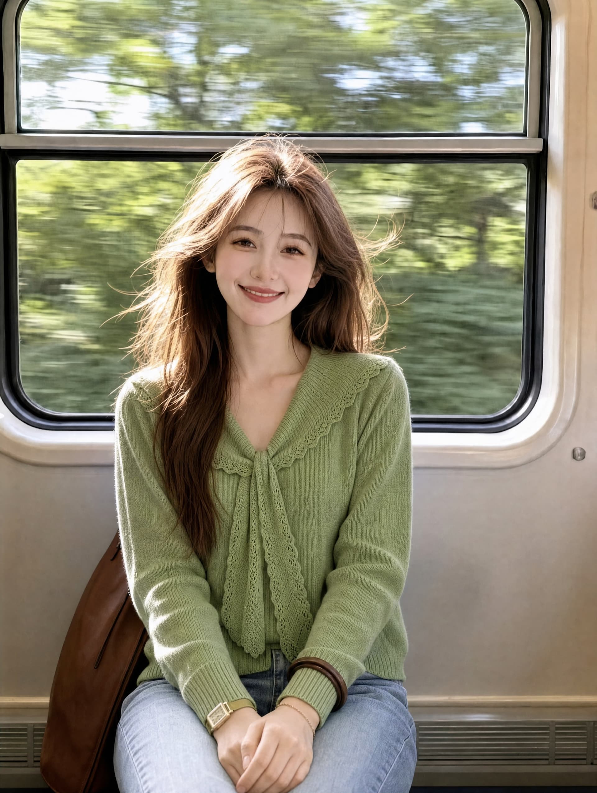 새로운 긍정적 인 어깨 베이비 칼라 긴팔 니트 스웨터 여성 이른 가을 학원 스타일 재킷 슈퍼 잘 생긴 디자인 센스 연령 감소 맨위 이미지 4