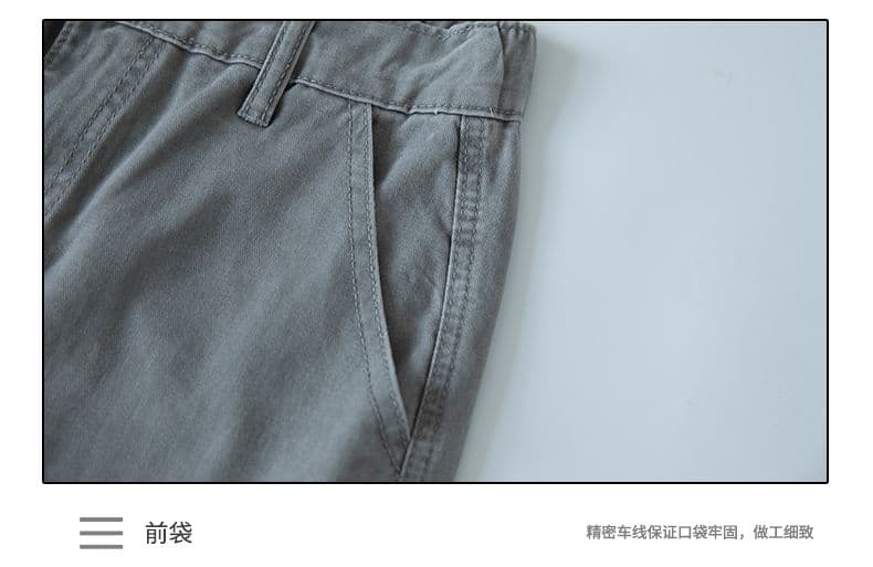 2026 새로운 캐주얼 워크웨어 빅 포켓 바지 100 순면 하프 참나무 늑골 단추 벨트 섹션 다용도 긴 바지 상세 이미지 13