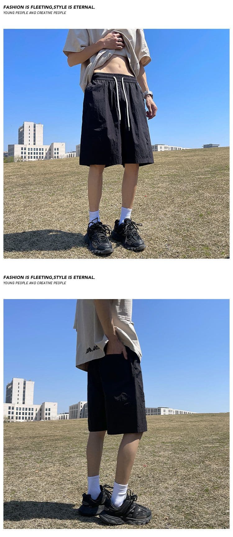 재 고 있 음 속도 건조한 반바지 남성 여름 외출용 얼음 실크 자외선 차단 남성 캐주얼 바지 남자 운동 5 점 바지 상세 이미지 6