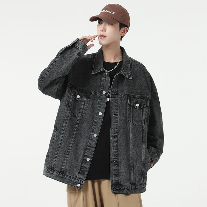 재 고 있 음 항구 바람 데님 재킷 루즈핏 다용도 노스탤지어 워싱 레트로 남성 카우보이 자켓 외출용 이미지 2