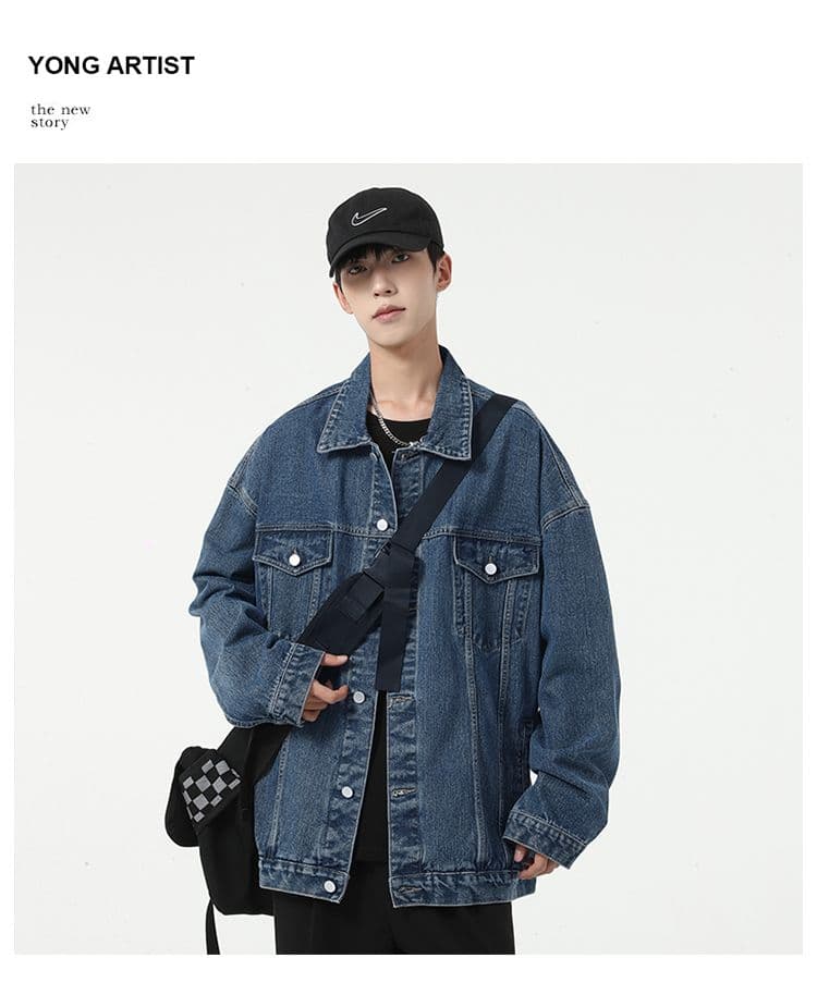 재 고 있 음 항구 바람 데님 재킷 루즈핏 다용도 노스탤지어 워싱 레트로 남성 카우보이 자켓 외출용 상세 이미지 15