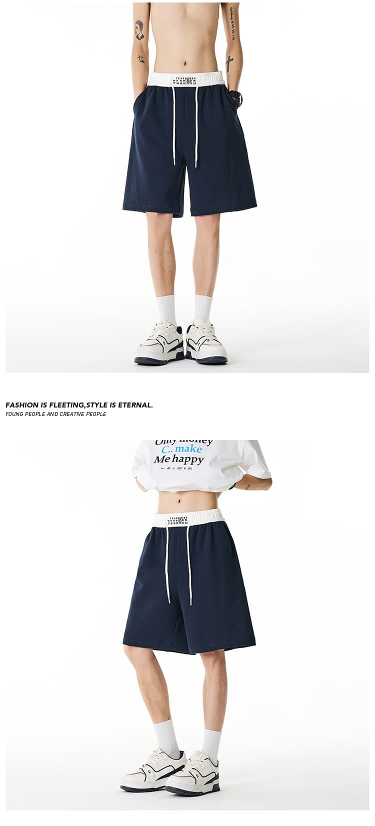 새로운 후아 면 말 지 당겨서 반바지 오부 바지 워크웨어 캐주얼 해변 바지 외출용 운동 스트레이트 반바지 상세 이미지 3