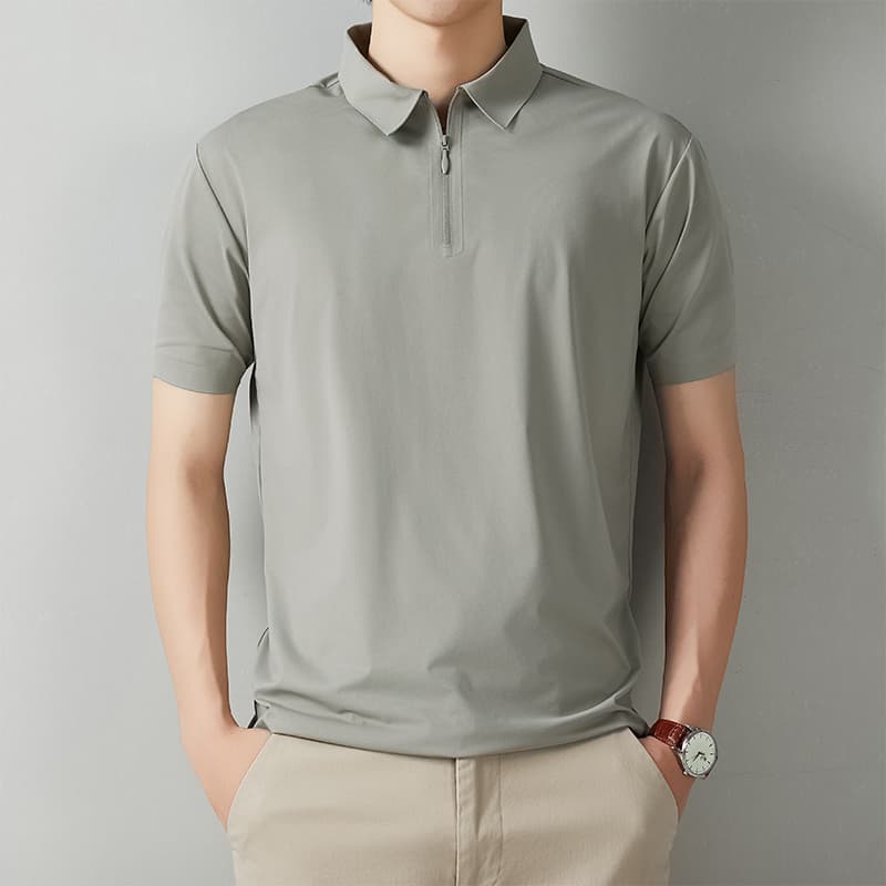 고급 순면 반팔 티셔츠 남성 POLO 셔츠 2026 새로운 고급 센스 비즈니스 폴로 칼라 캐주얼 반소매 남성 이미지 2