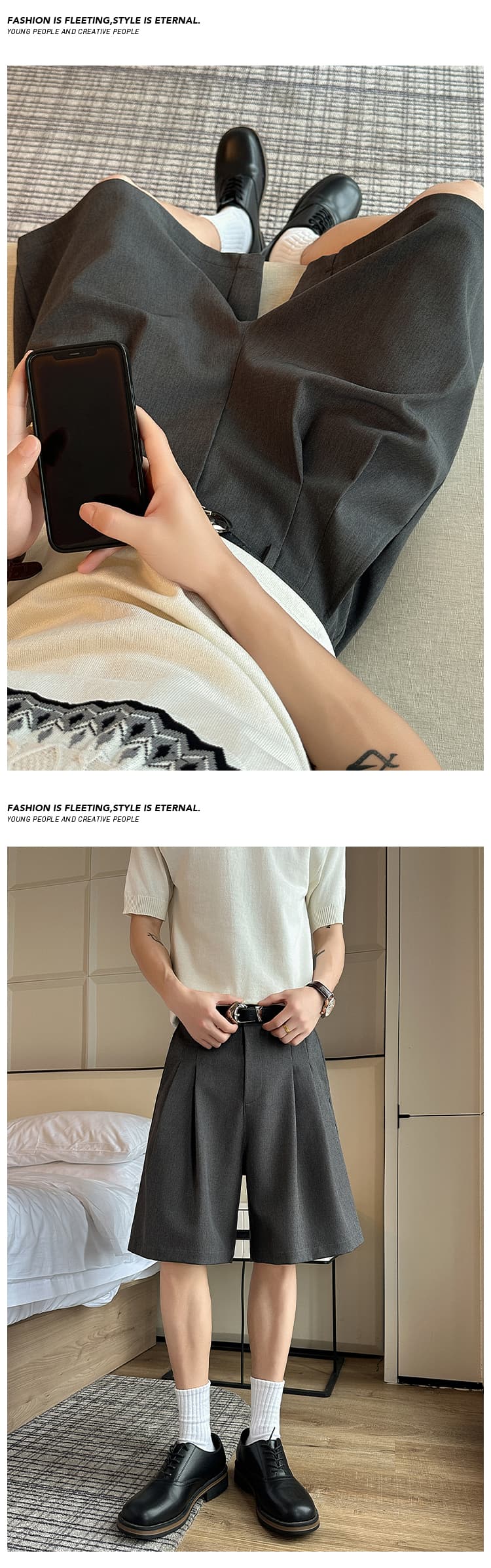 새로운 조수 브랜드 넓은 다리 여름 새로운 캐주얼 정장 반바지 남성 루즈핏 다용도 도루 센스 오부 바지 상세 이미지 7