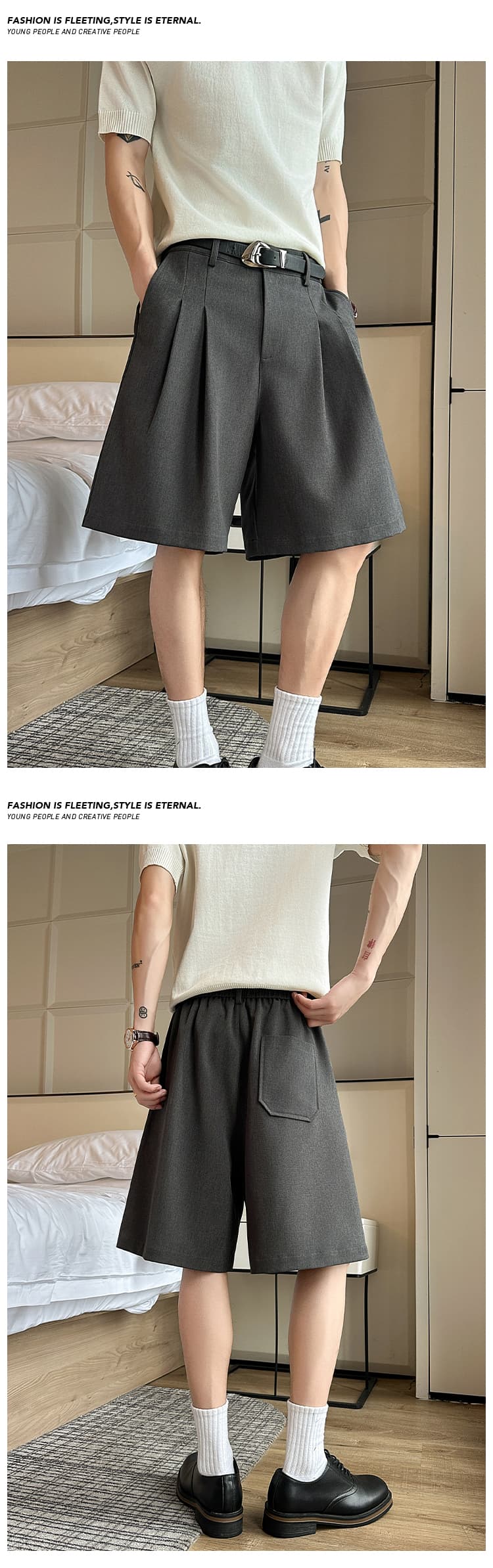 새로운 조수 브랜드 넓은 다리 여름 새로운 캐주얼 정장 반바지 남성 루즈핏 다용도 도루 센스 오부 바지 상세 이미지 8