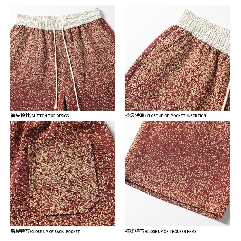 재 고 있 음 홀치기 염색 바지 남자 여름 아메리칸 레트로 그라데이션 반바지 운동 오부 바지 이미지 4