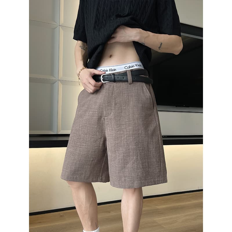 오래된 돈 바람 모방 아마 정장 반바지 남성 여름 느긋한 느슨함 센스 캐주얼 바지 휴가 바람 해변 오부 바지 이미지 3
