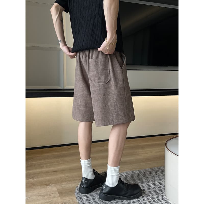 오래된 돈 바람 모방 아마 정장 반바지 남성 여름 느긋한 느슨함 센스 캐주얼 바지 휴가 바람 해변 오부 바지 이미지 4