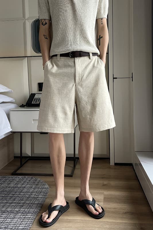 오래된 돈 바람 모방 아마 정장 반바지 남성 여름 느긋한 느슨함 센스 캐주얼 바지 휴가 바람 해변 오부 바지 이미지 6
